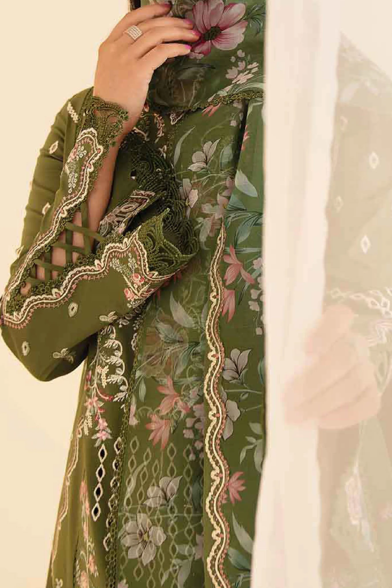 Qlinekari By Qalamkar Unstitched 3 Piece Emb Lawn Suit-SQ-14-Semal - Image 2