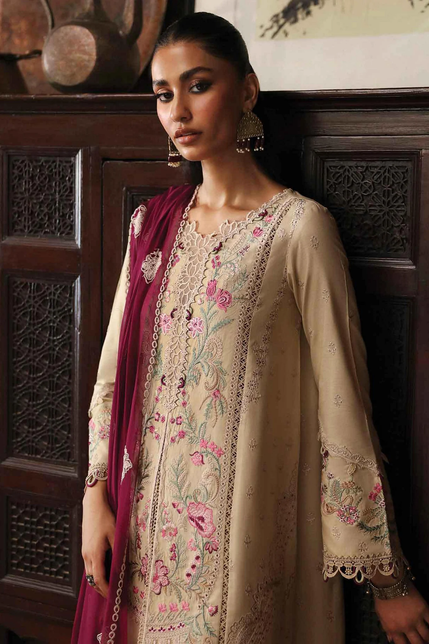 Qlinekari By Qalamkar Unstitched 3 Piece Emb Linen Suit-LM-01-Faye - Image 2