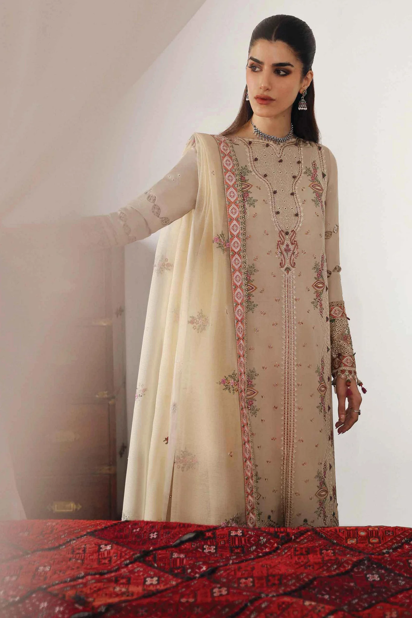 Qlinekari By Qalamkar Unstitched 3 Piece Emb Linen Suit-LM-11-Zia - Image 2