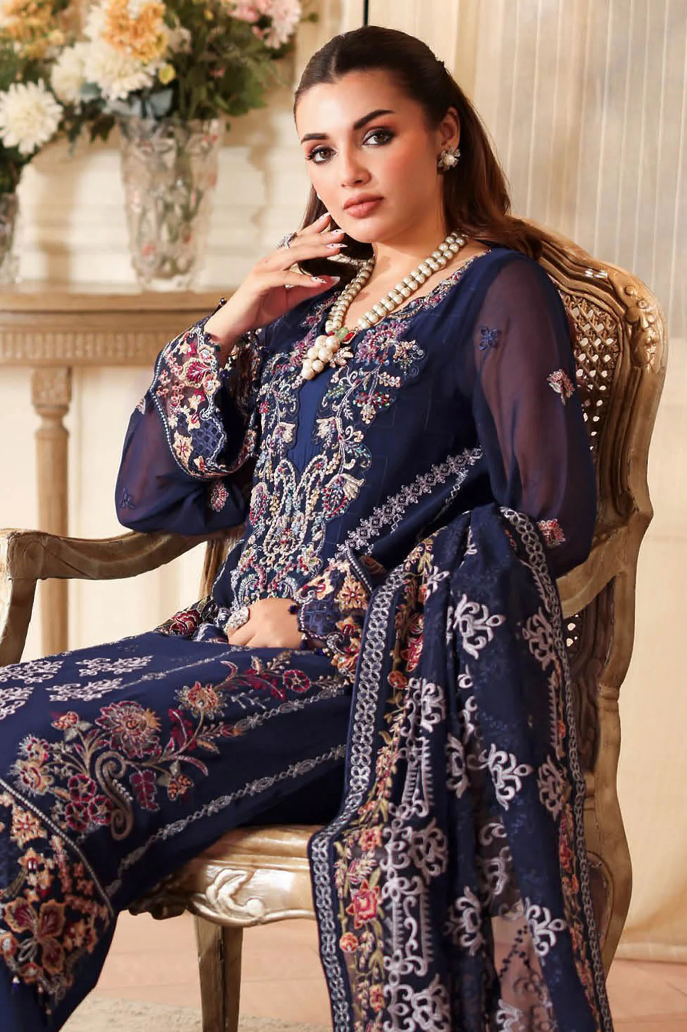 Dastan by Ramsha Unstitched 3 Piece Formals Vol-04 Suit-T-408 - Image 2