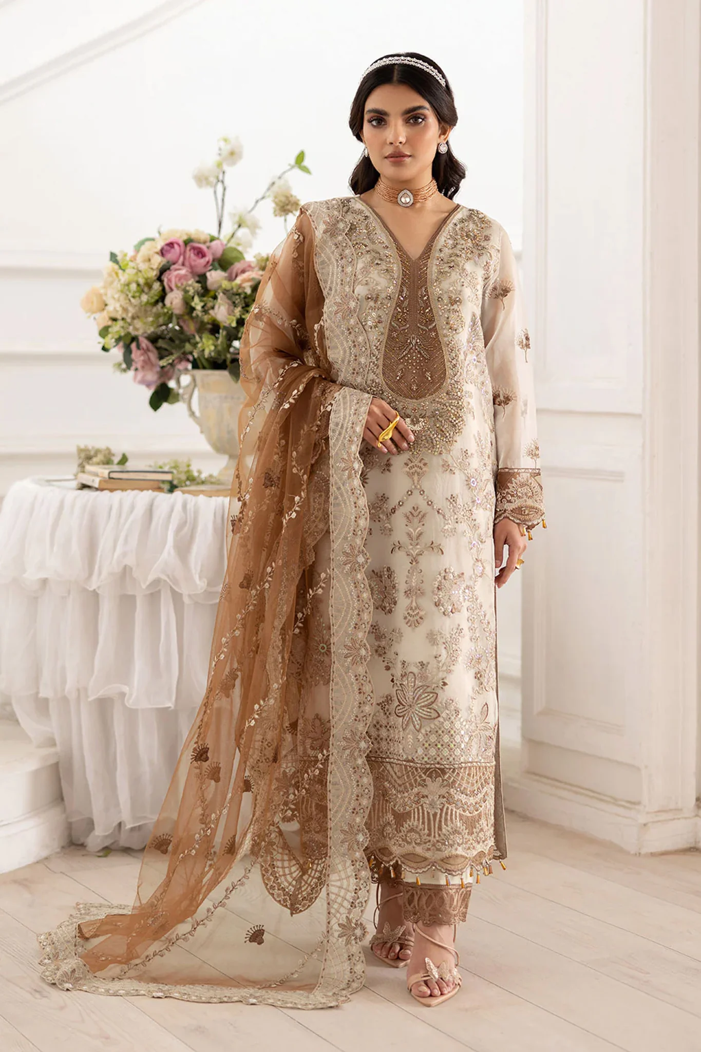 Dastoor by Ramsha Unstitched 3 Piece Organza Vol-02 Suit-P-209