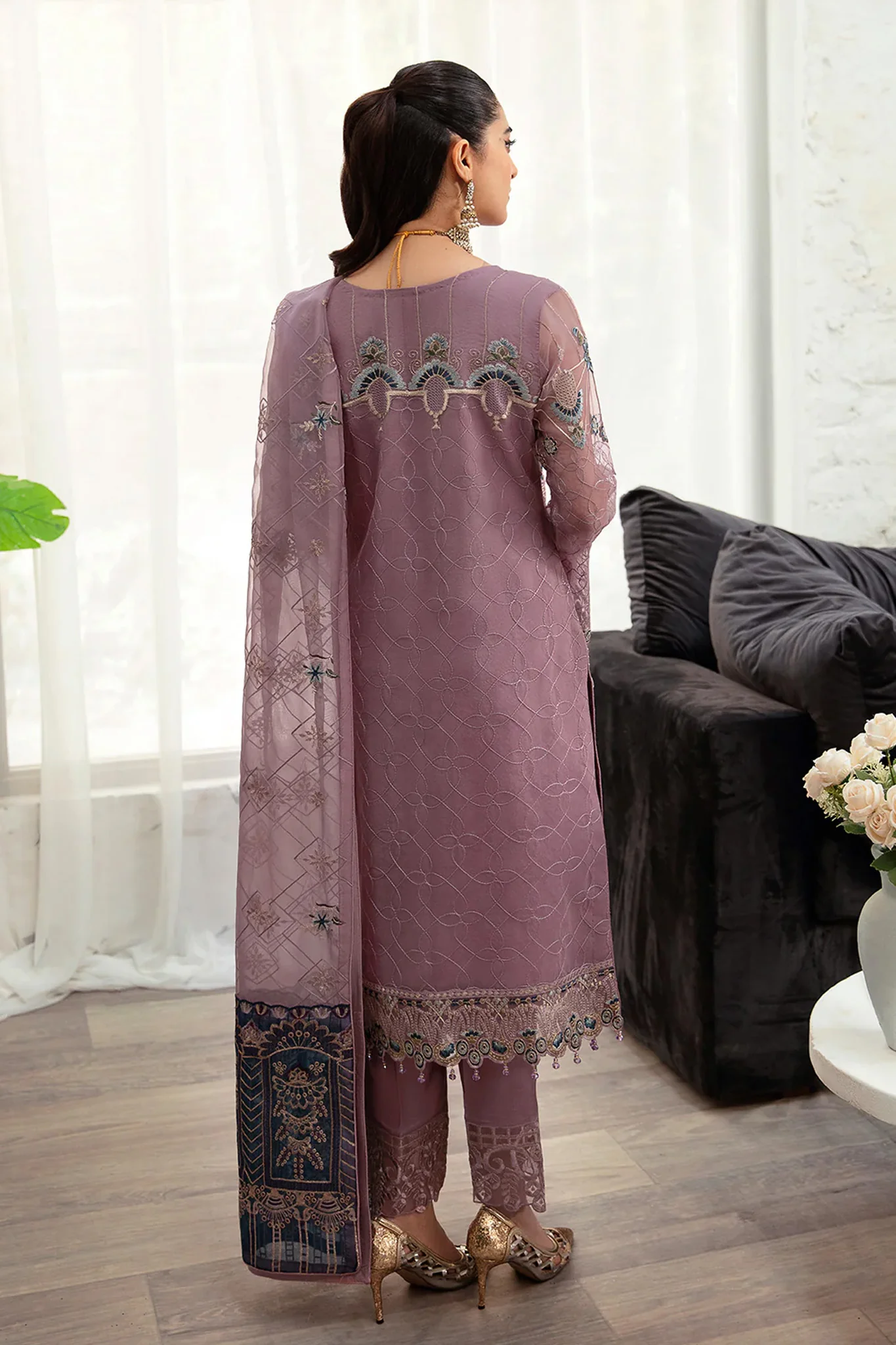 Minhal by Ramsha Unstitched 3 Piece Formals Vol-10 Suit-M-1005 - Image 4