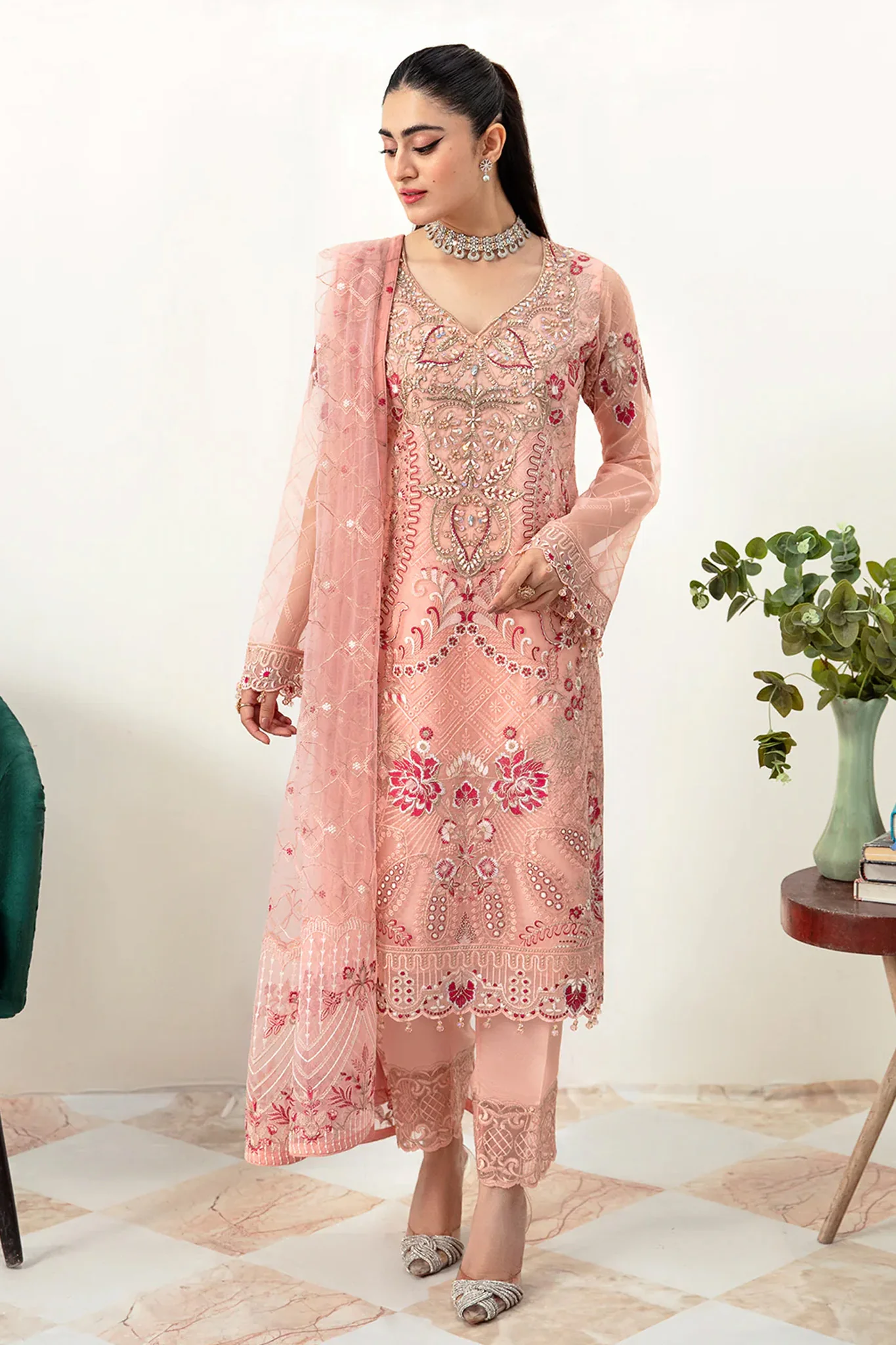 Minhal by Ramsha Unstitched 3 Piece Formals Vol-10 Suit-M-1007