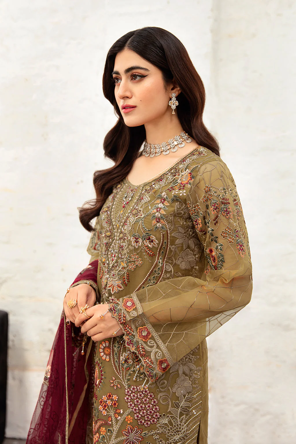 Minhal by Ramsha Unstitched 3 Piece Formals Vol-10 Suit-M-1010 - Image 2