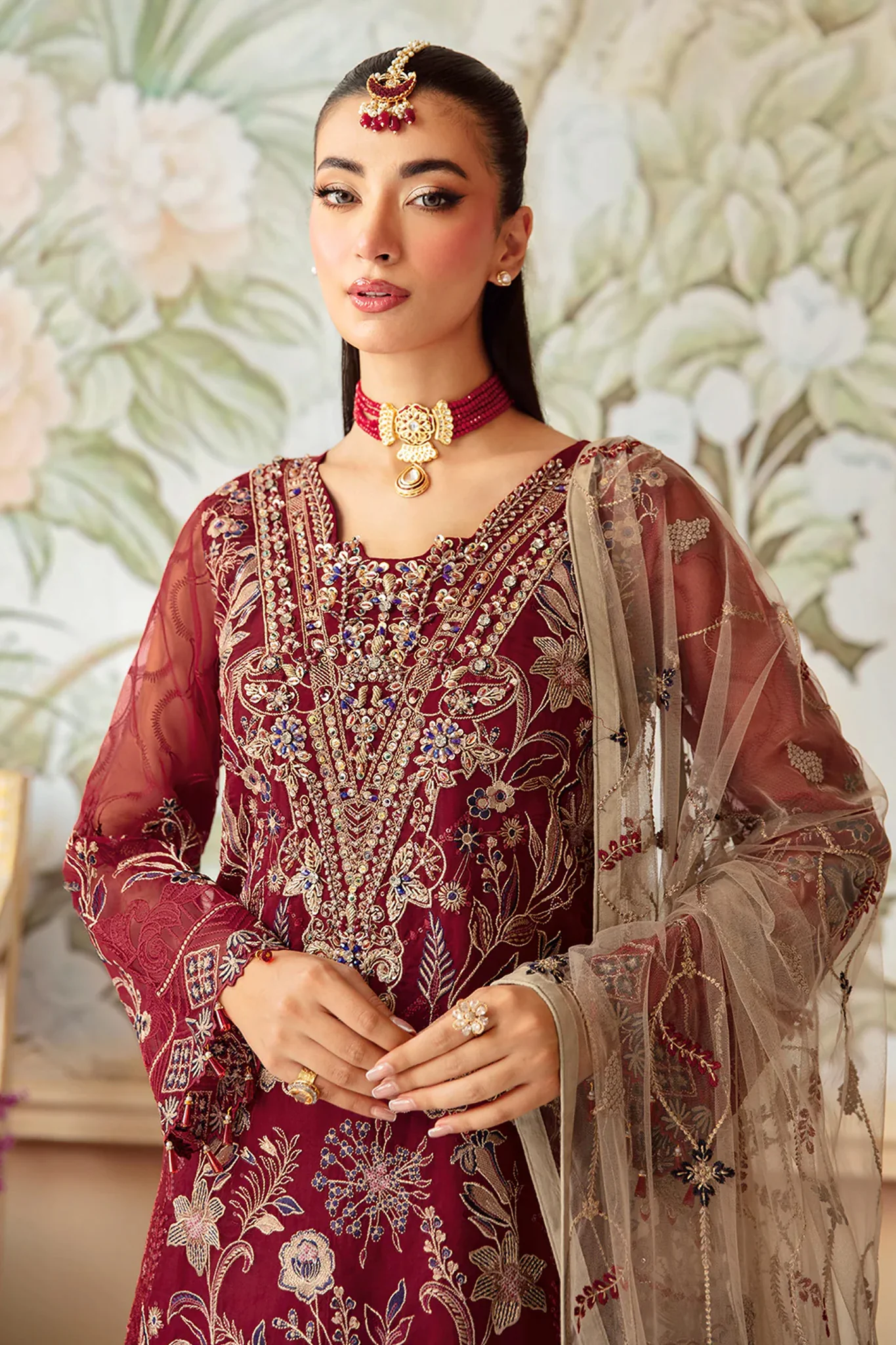 Minhal by Ramsha Unstitched 3 Piece Formals Vol-12 Suit-M-1201 - Image 2