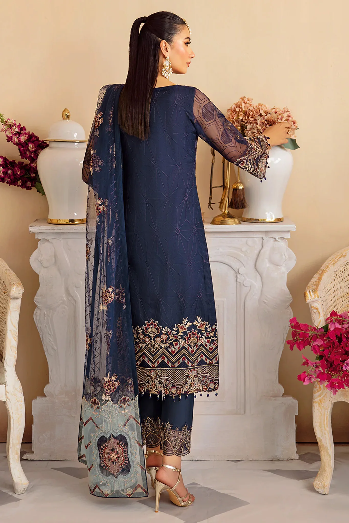 Minhal by Ramsha Unstitched 3 Piece Formals Vol-12 Suit-M-1209 - Image 4