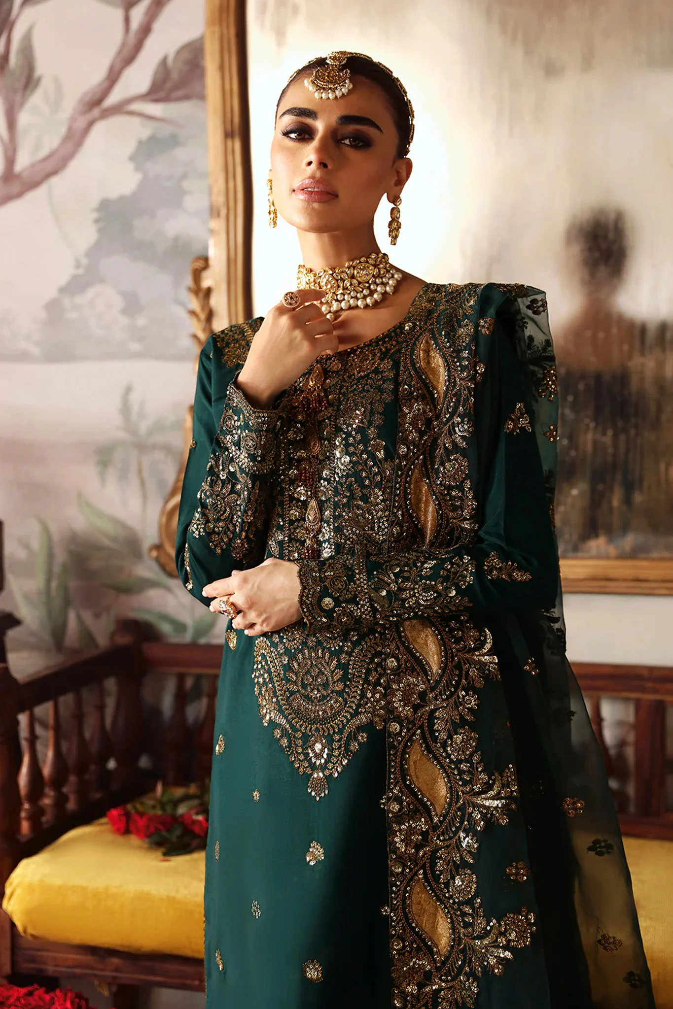 Shagna by Ramsha Unstitched 3 Piece Premium Raw Silk Suit-S-03-Zaib - Image 5