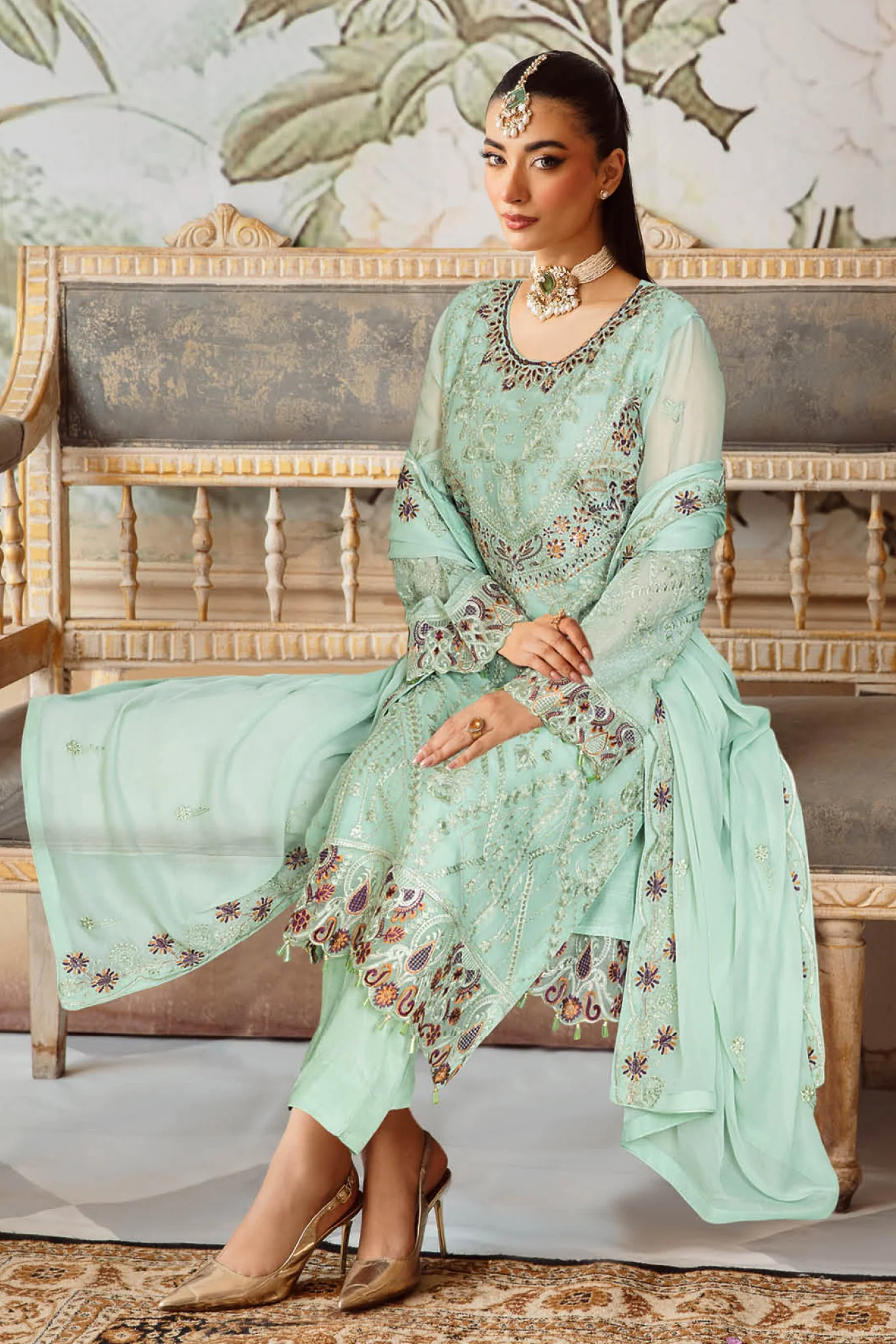 Sangeet by Ramsha Unstitched 3 Piece Chiffon Vol-03 Suit-B-304 - Image 2