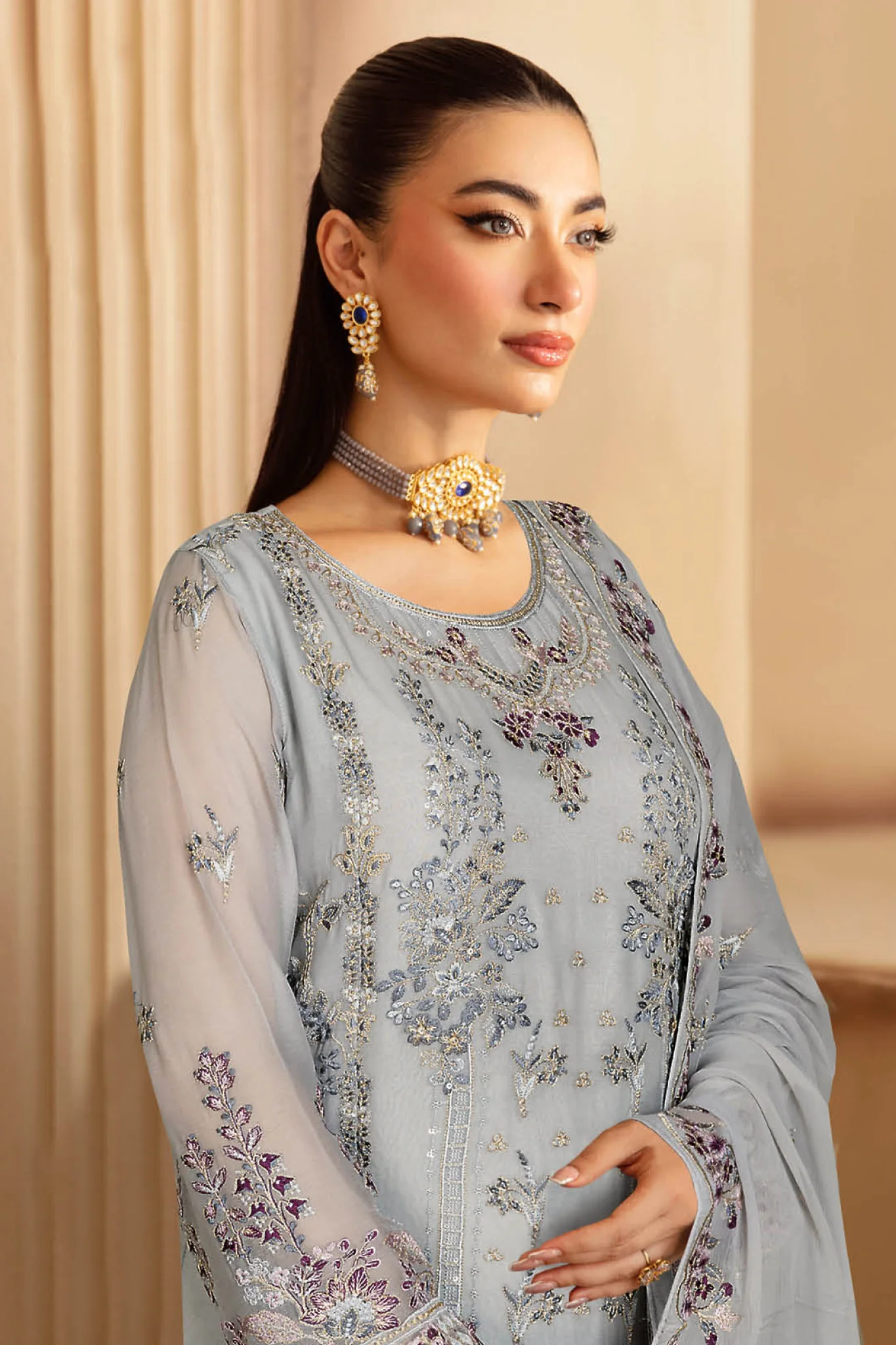Sangeet by Ramsha Unstitched 3 Piece Chiffon Vol-03 Suit-B-309 - Image 2