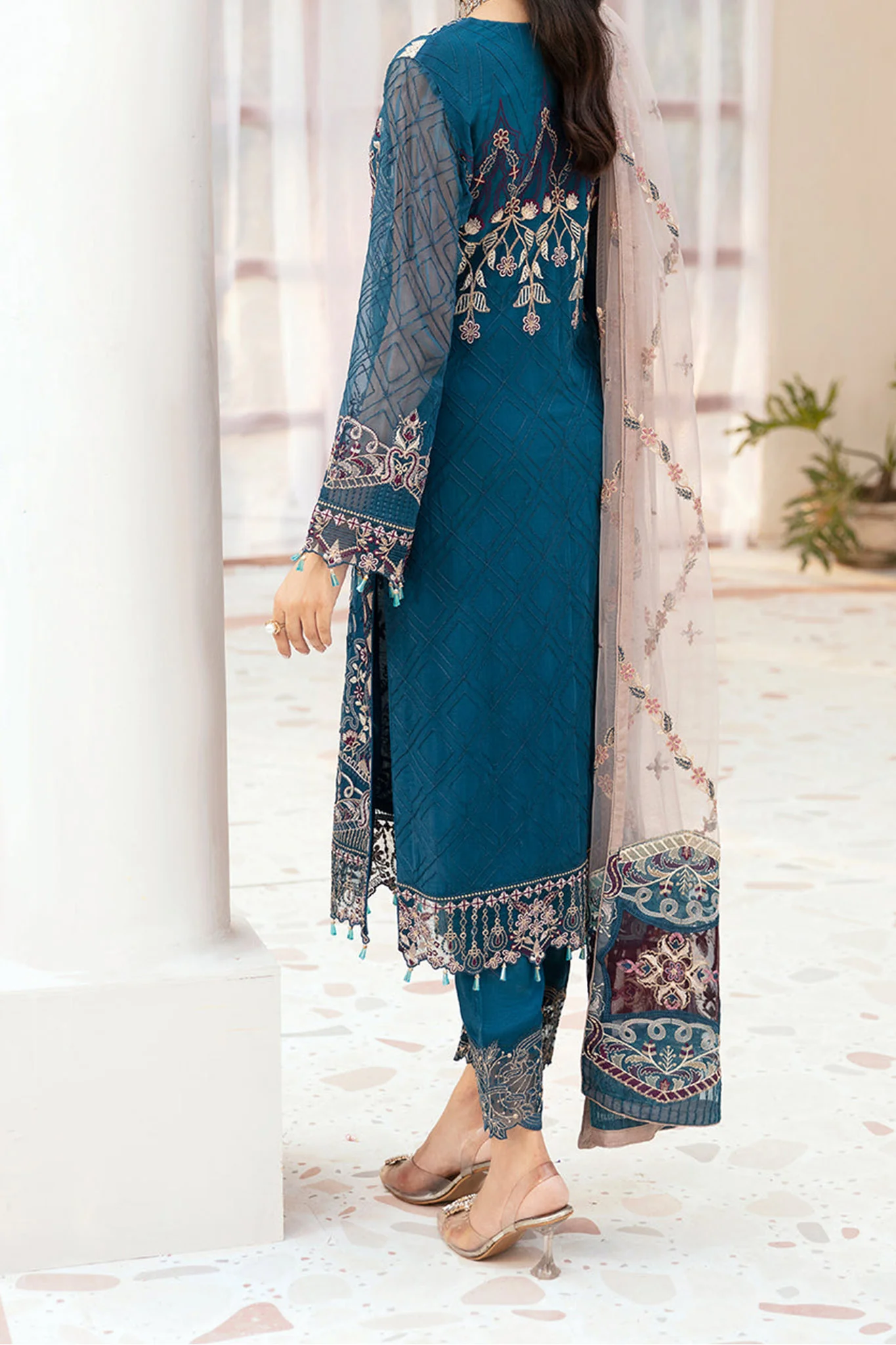 Ramsha Unstitched 3 Piece Luxury Emb Chiffon Vol-26 Suit-F-2602 - Image 3