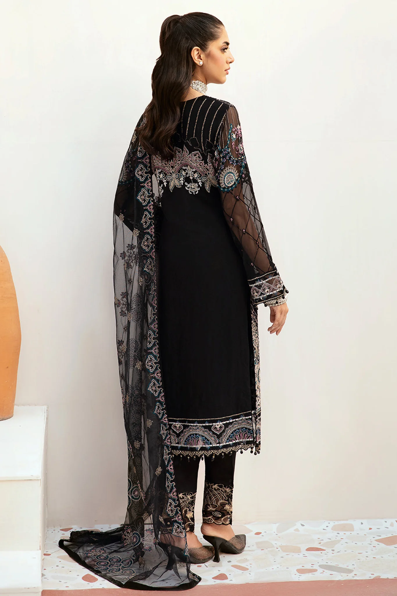 Ramsha Unstitched 3 Piece Luxury Emb Chiffon Vol-26 Suit-F-2606 - Image 3