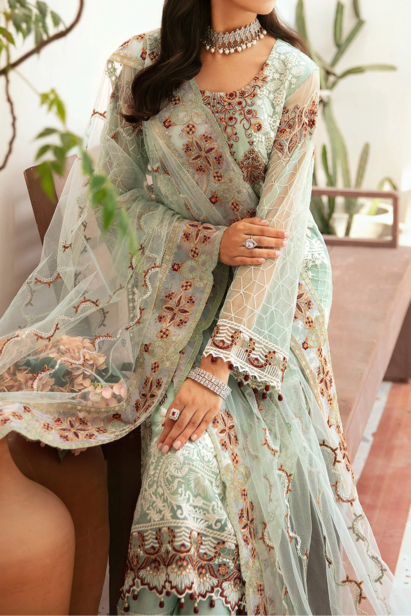 Ramsha Unstitched 3 Piece Luxury Emb Chiffon Vol-26 Suit-F-2607 - Image 2