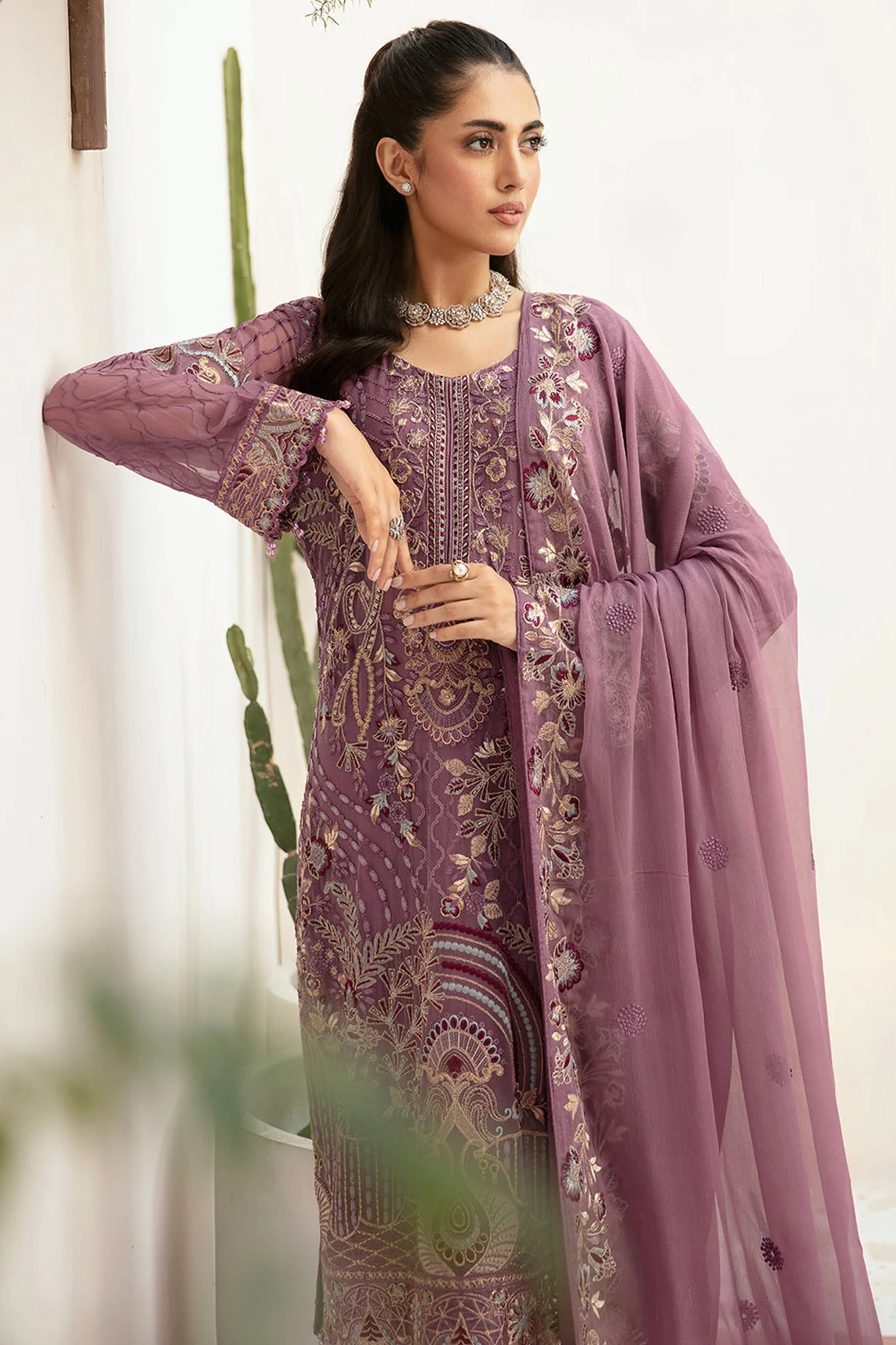 Ramsha Unstitched 3 Piece Luxury Emb Chiffon Vol-26 Suit-F-2610 - Image 2