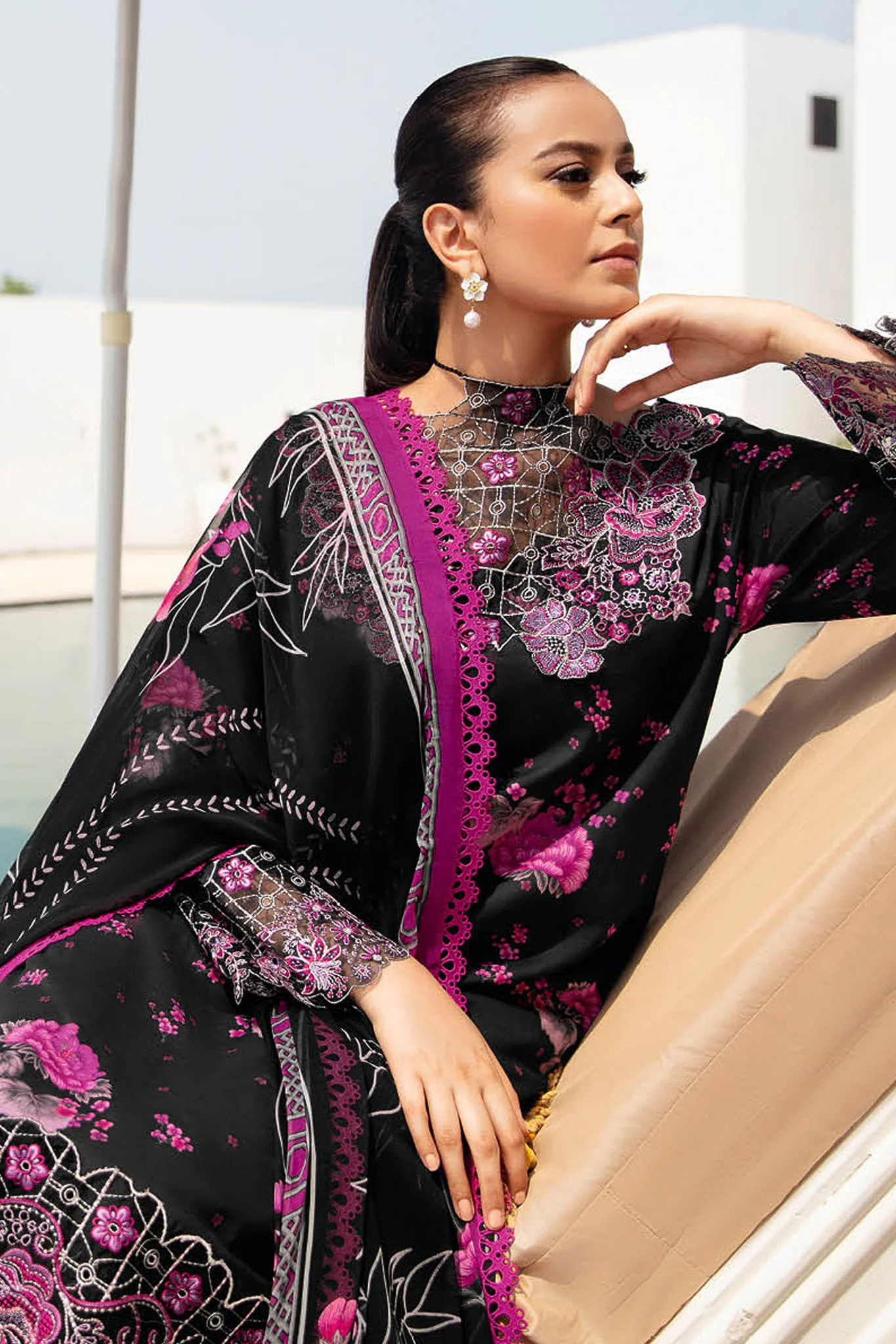Rangrez By Ramsha Unstitched 3 Piece Luxury Lawn Vol-06 Collection-N-601 - Image 5