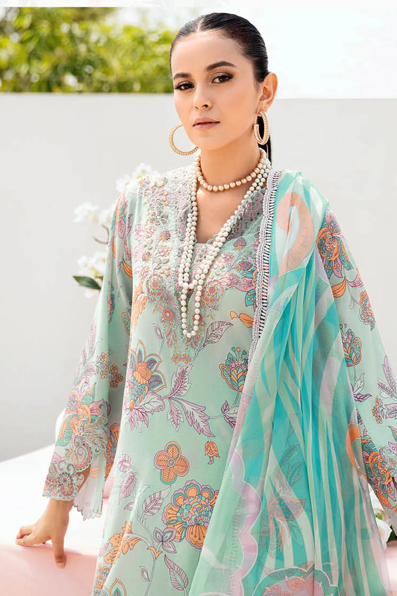 Rangrez By Ramsha Unstitched 3 Piece Luxury Lawn Vol-06 Collection-N-607 - Image 2