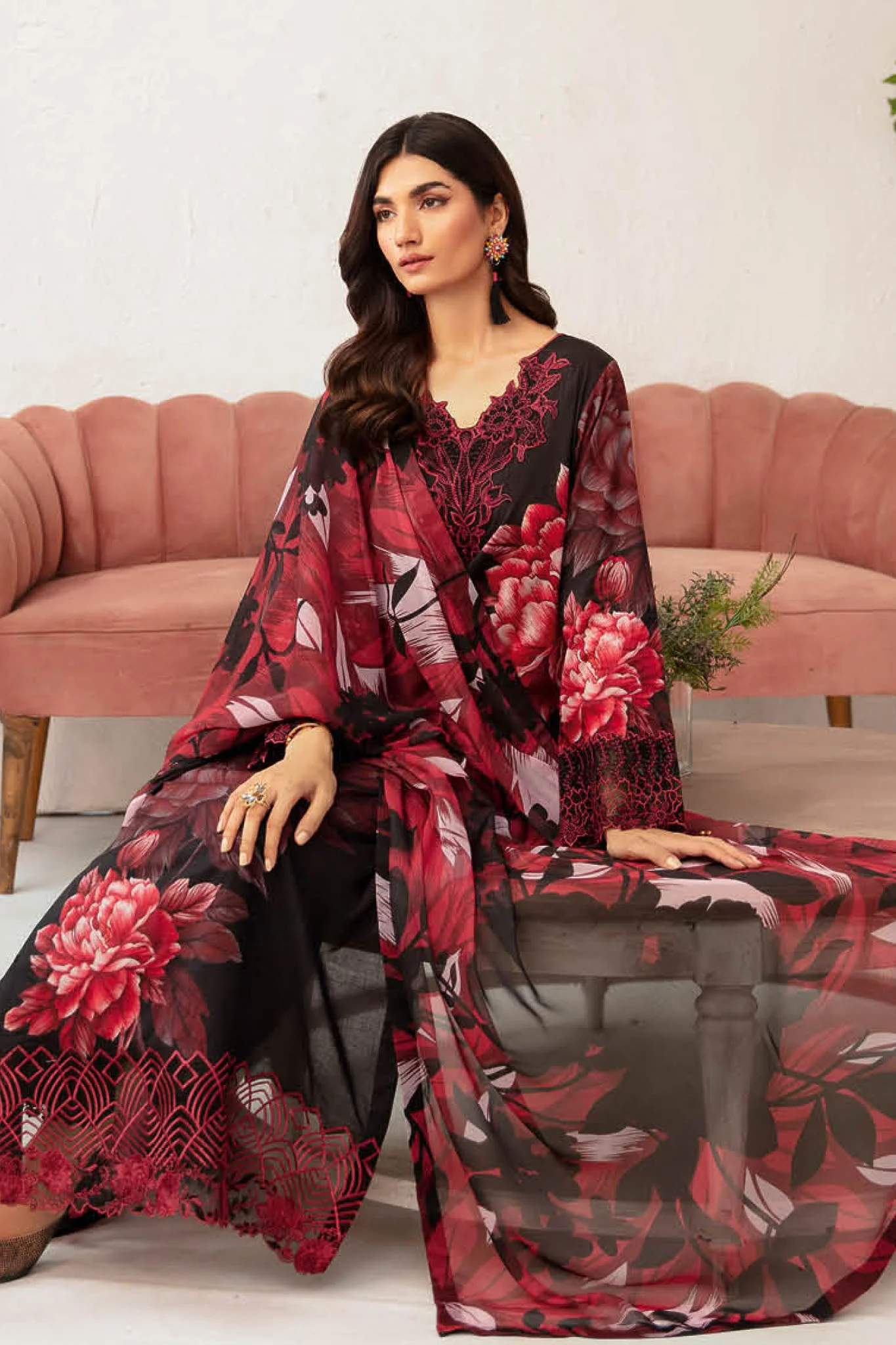 Rangrez By Ramsha Unstitched 3 Piece Luxury Lawn Vol-07 Collection-N-703 - Image 5