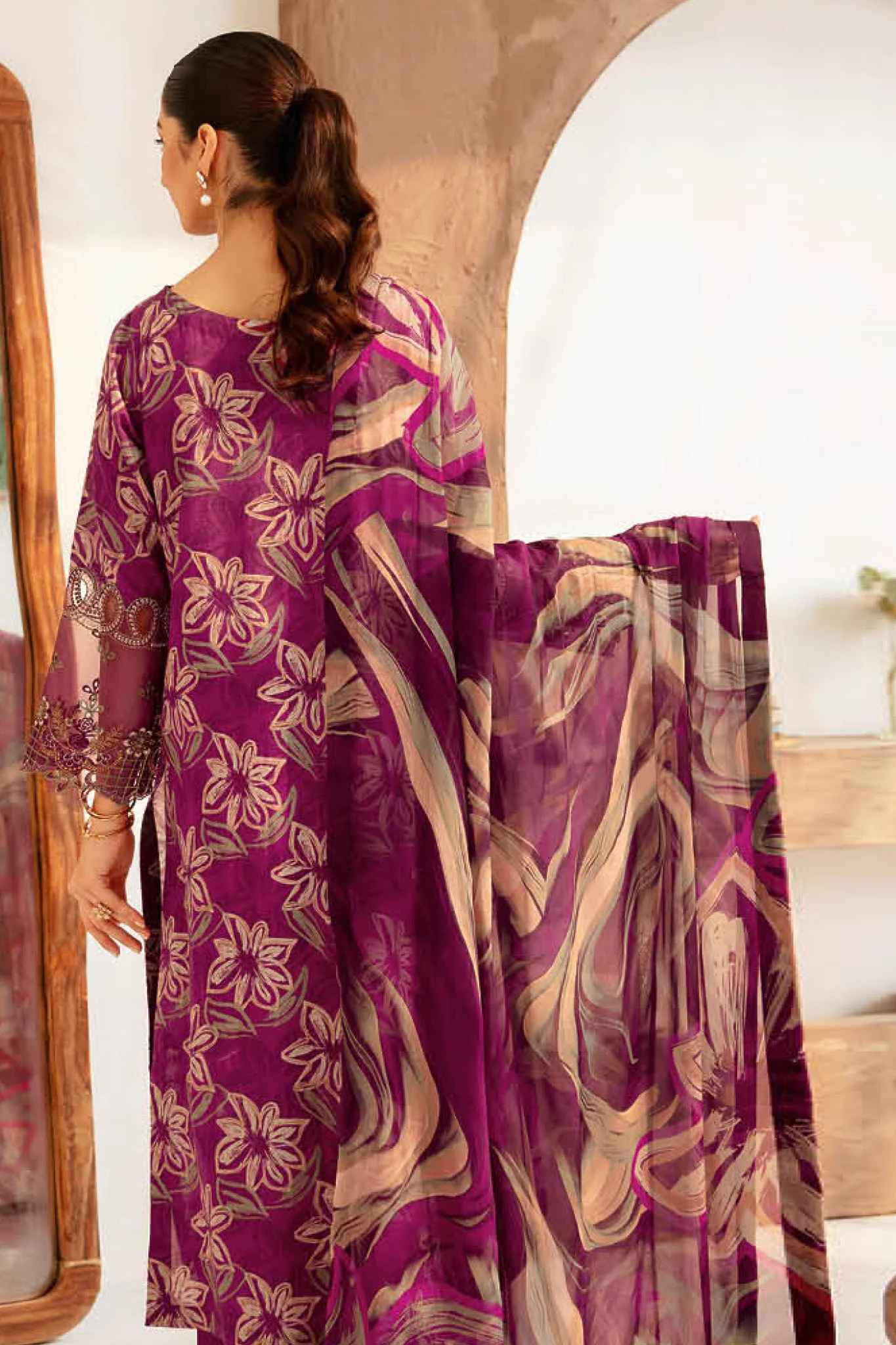 Rangrez By Ramsha Unstitched 3 Piece Luxury Lawn Vol-07 Collection-N-705 - Image 3