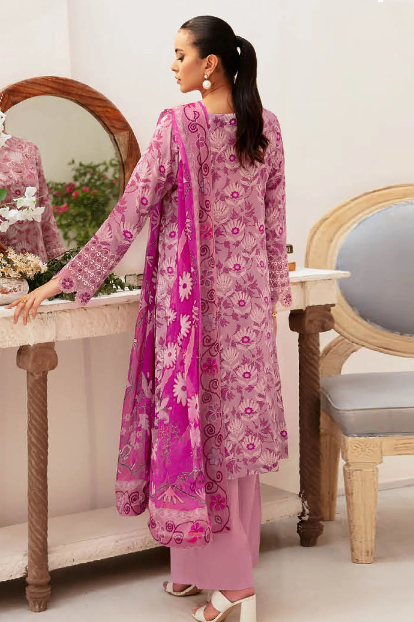 Rangrez By Ramsha Unstitched 3 Piece Luxury Lawn Vol-07 Collection-N-706 - Image 3