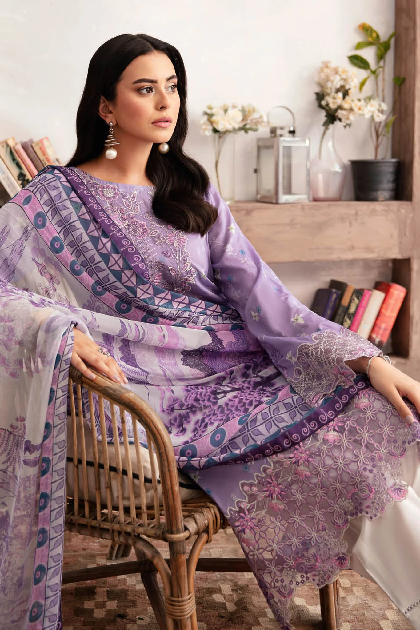 Rangrez By Ramsha Unstitched 3 Piece Luxury Lawn Vol-07 Collection-N-708 - Image 4
