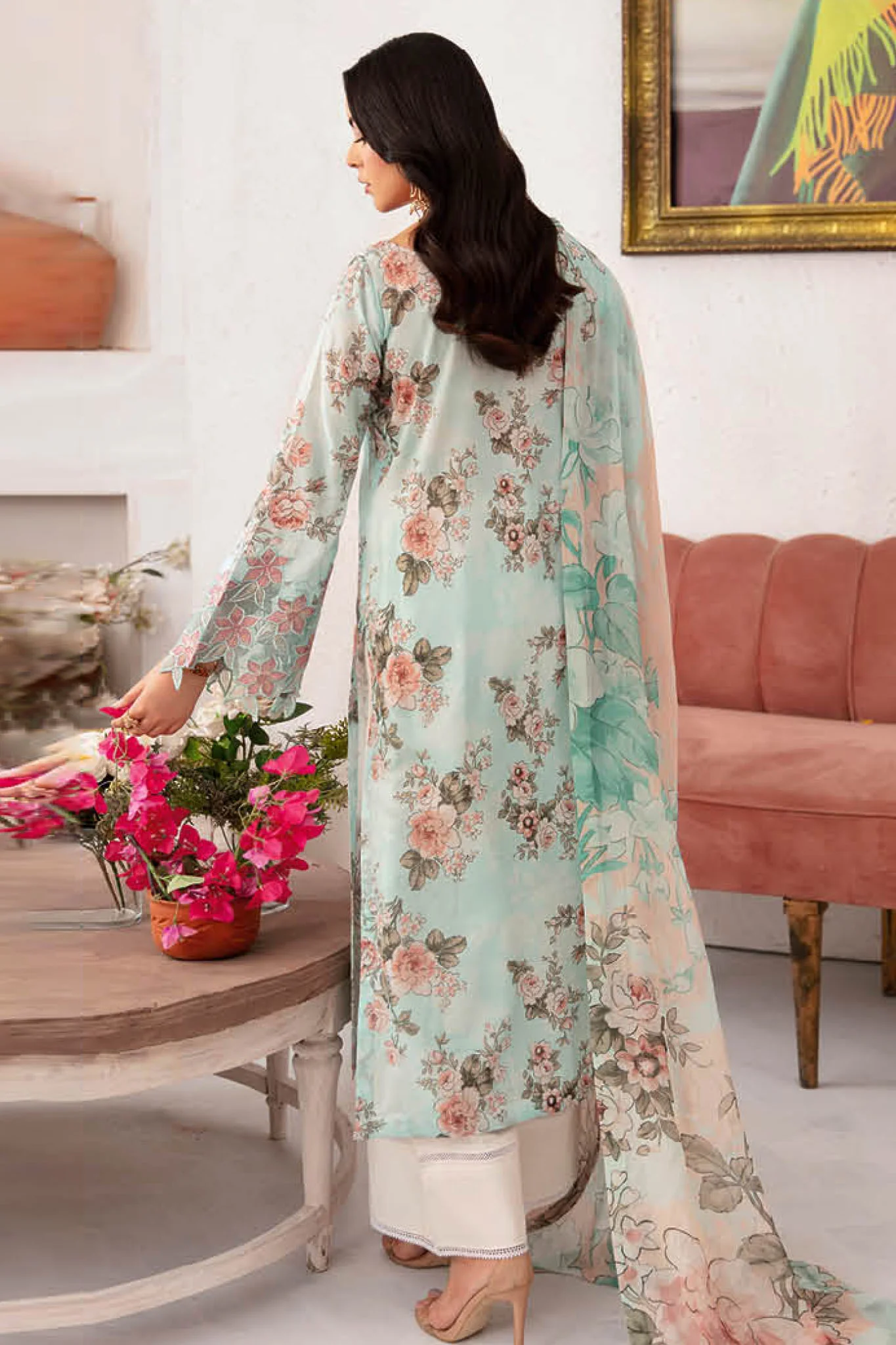Rangrez By Ramsha Unstitched 3 Piece Luxury Lawn Vol-07 Collection-N-709 - Image 3