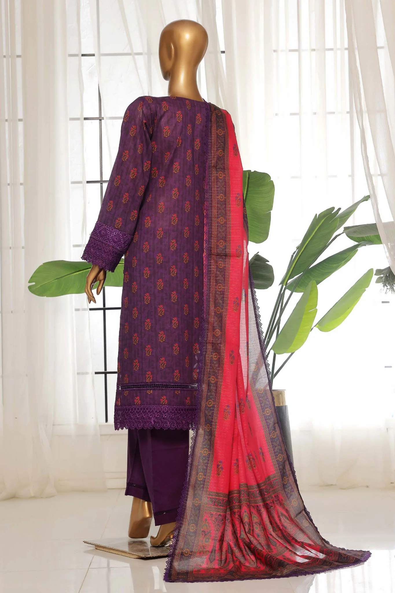 Rania By Sada Bahar Stitched 3 Piece Emb Lawn Vol-02 Collection-D-4056-Purple - Image 3