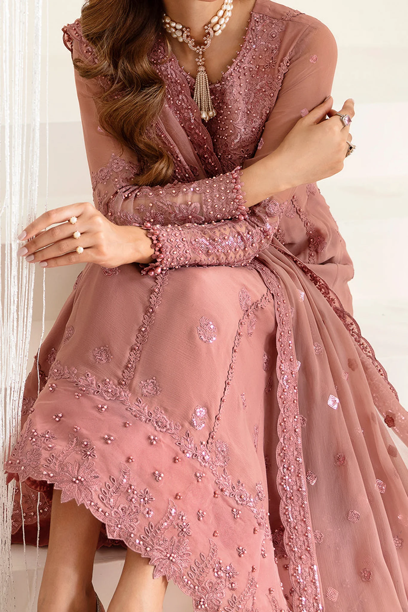 Reena By Alizeh Unstitched 3 Piece Luxury Formals Wedding Edits Suit-HM-4016-Crimson - Image 2