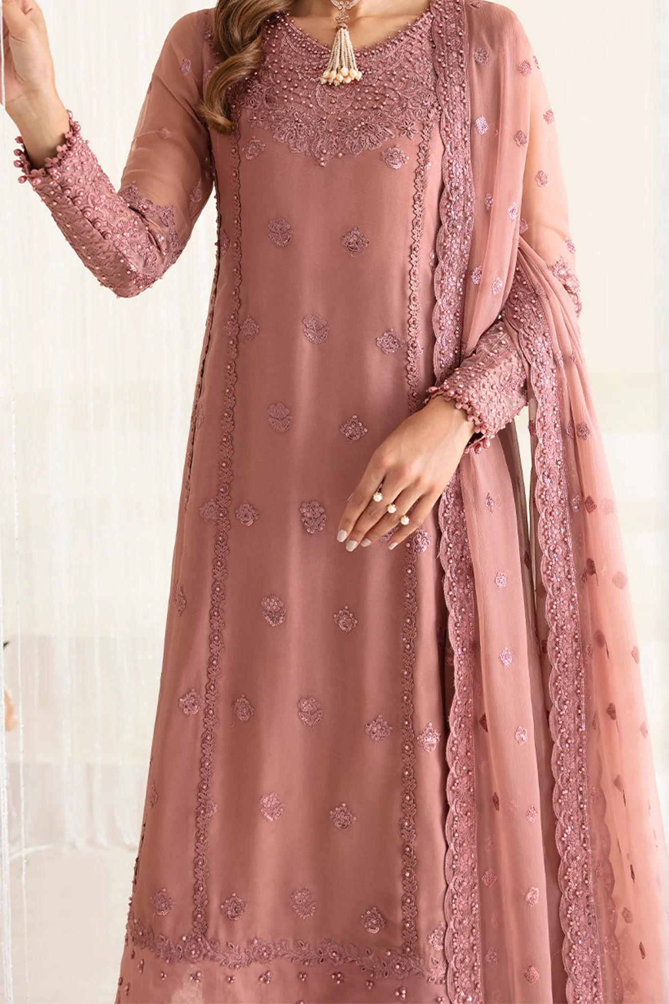 Reena By Alizeh Unstitched 3 Piece Luxury Formals Wedding Edits Suit-HM-4016-Crimson - Image 4
