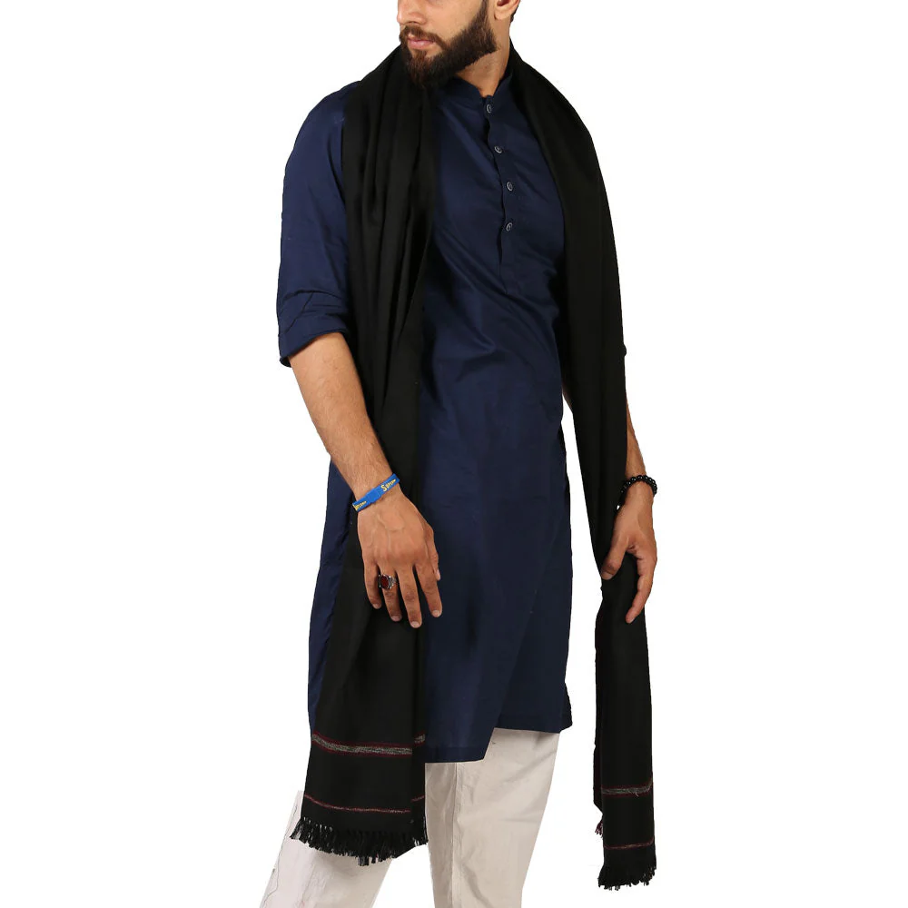 Kamaal Khan Regal Kashmiri Elegance: Pure Pashmina Dhussa Patti Shawl for Men - Image 10