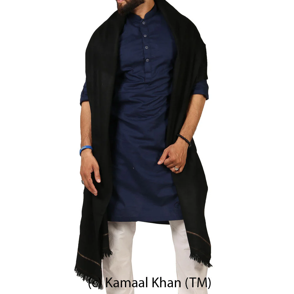 Kamaal Khan Regal Kashmiri Elegance: Pure Pashmina Dhussa Patti Shawl for Men - Image 3