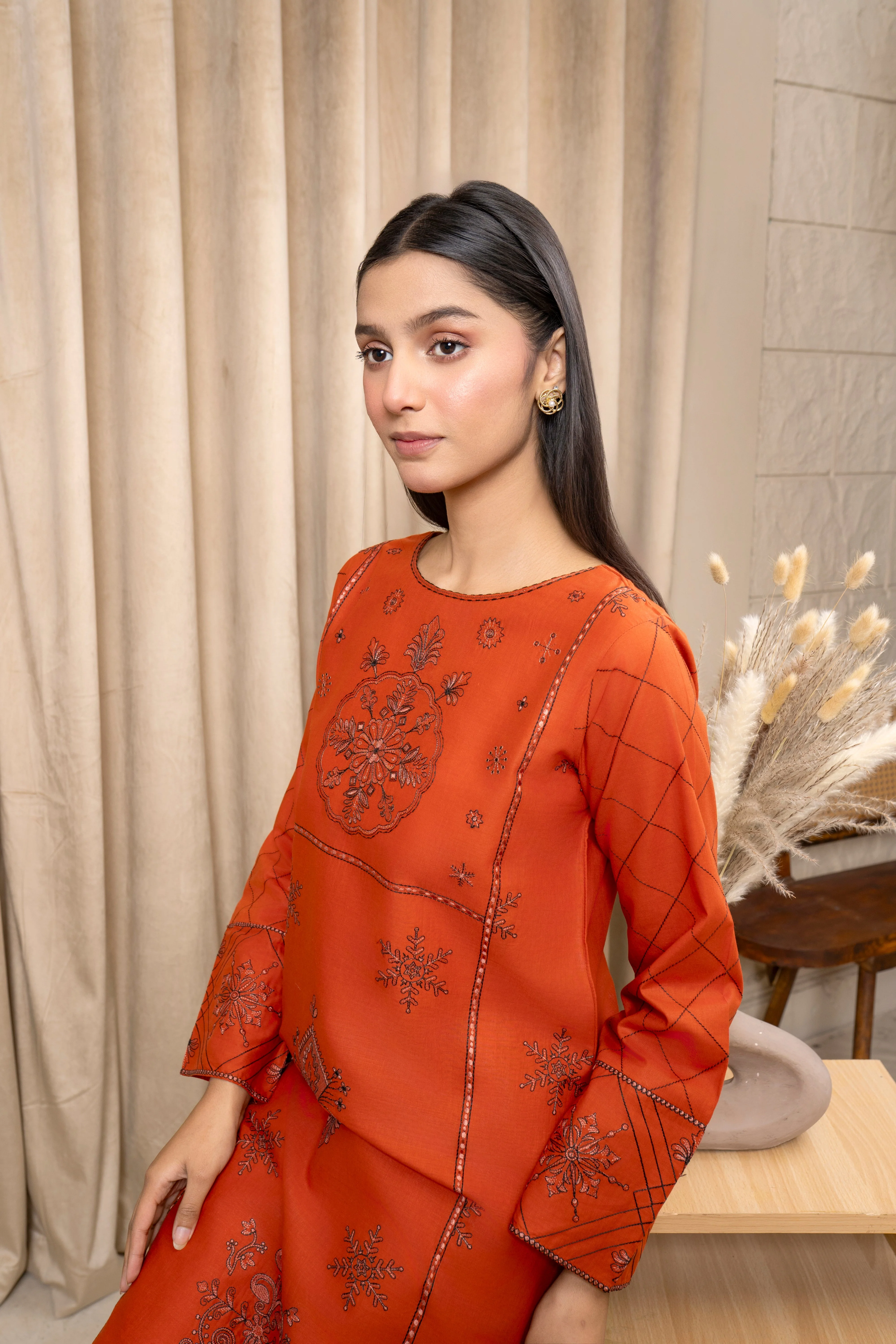 Zoya Zafar Stitched 2 Piece Cotton Suit-Remnant - Image 4