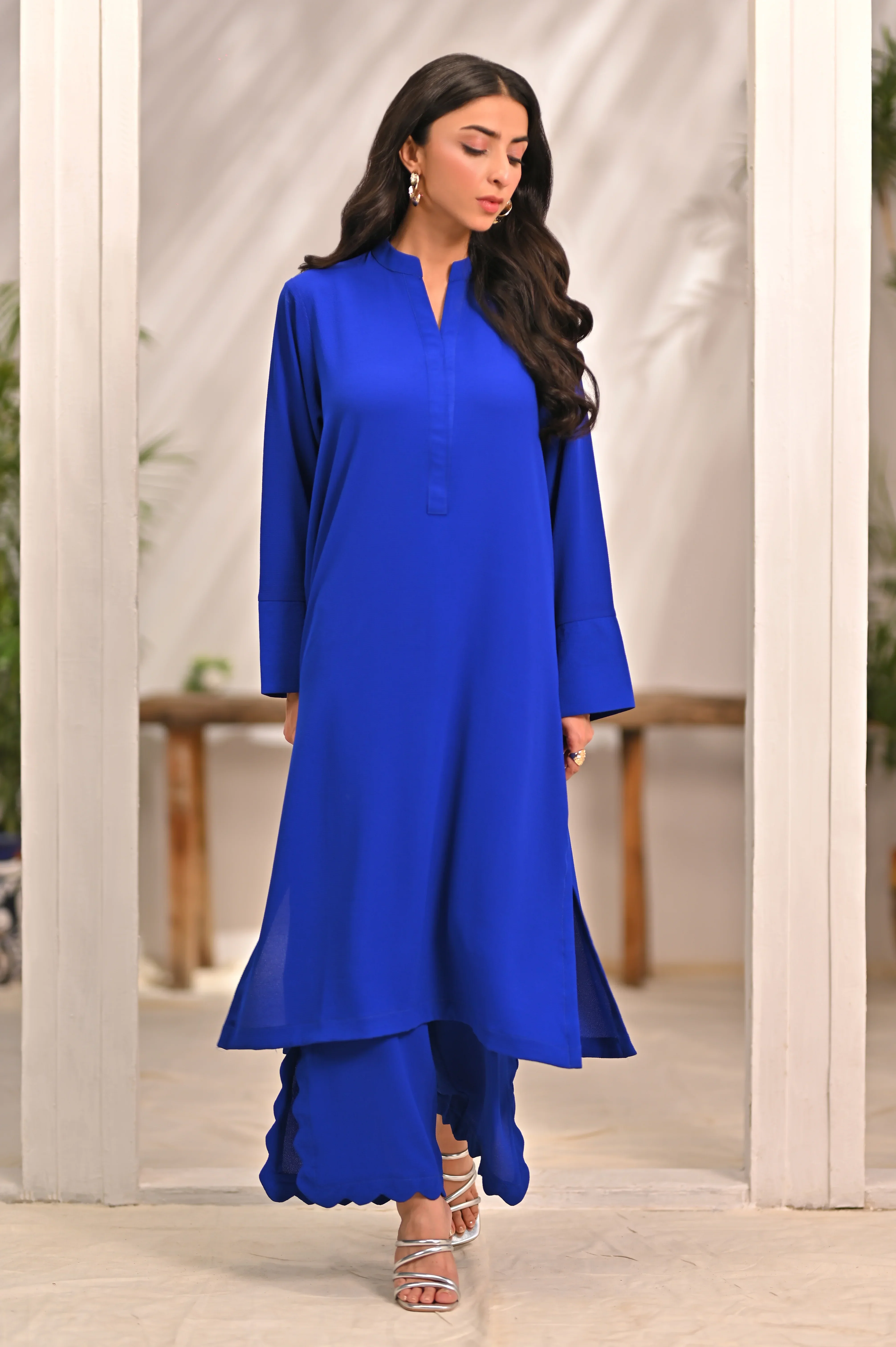 Dhaga Stitched 2 Piece Solids Crepe Summer Suit-Remy - Image 5
