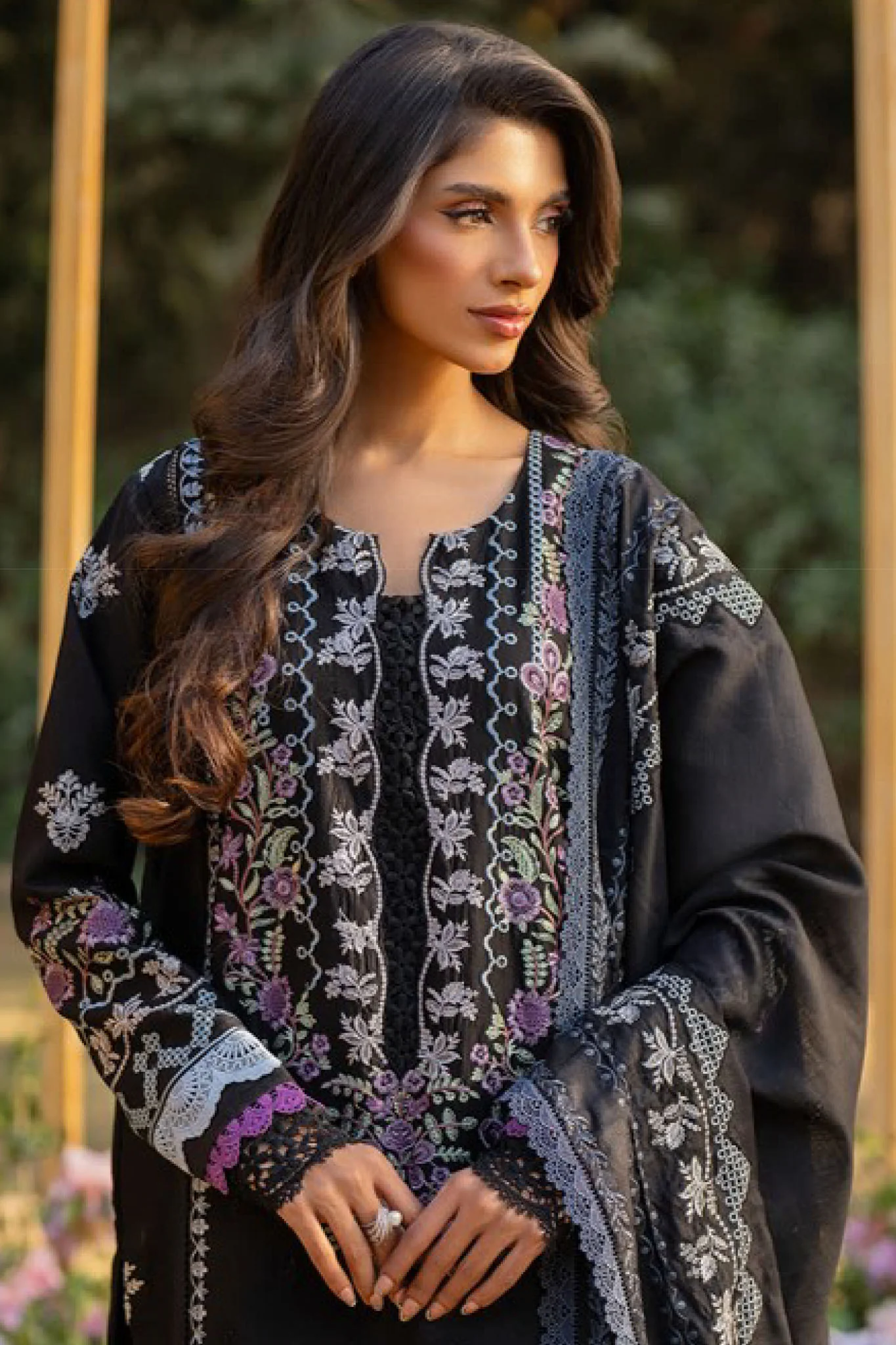 Reveerie By Florent Unstitched 3 Piece Chikankari Suit-FL-02-A - Image 2