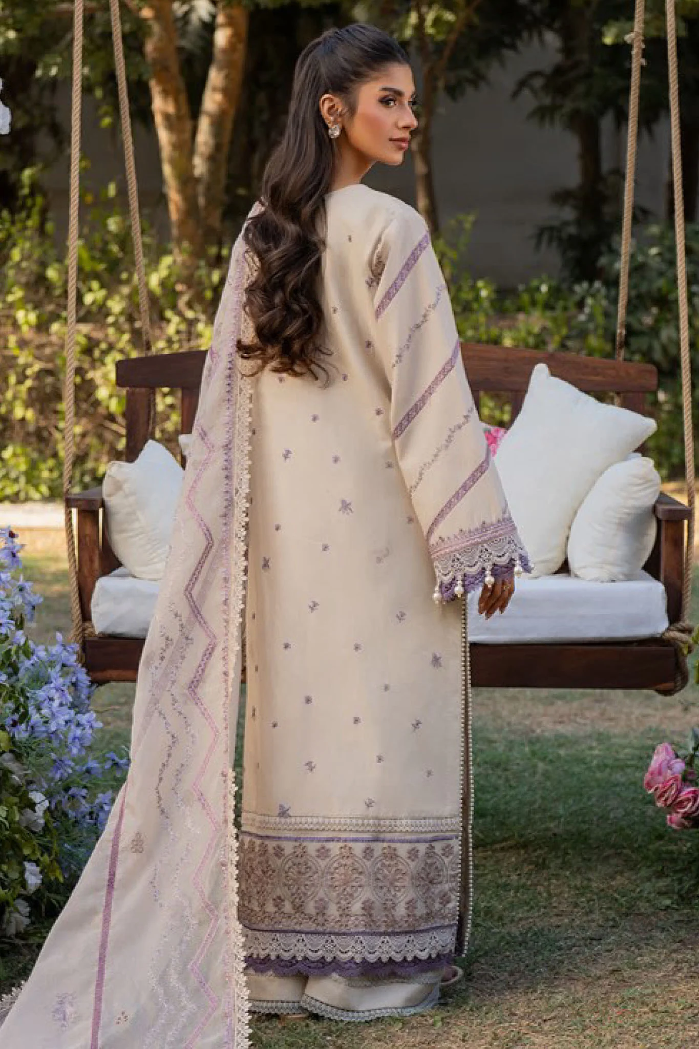Reveerie By Florent Unstitched 3 Piece Chikankari Suit-FL-03-B - Image 3