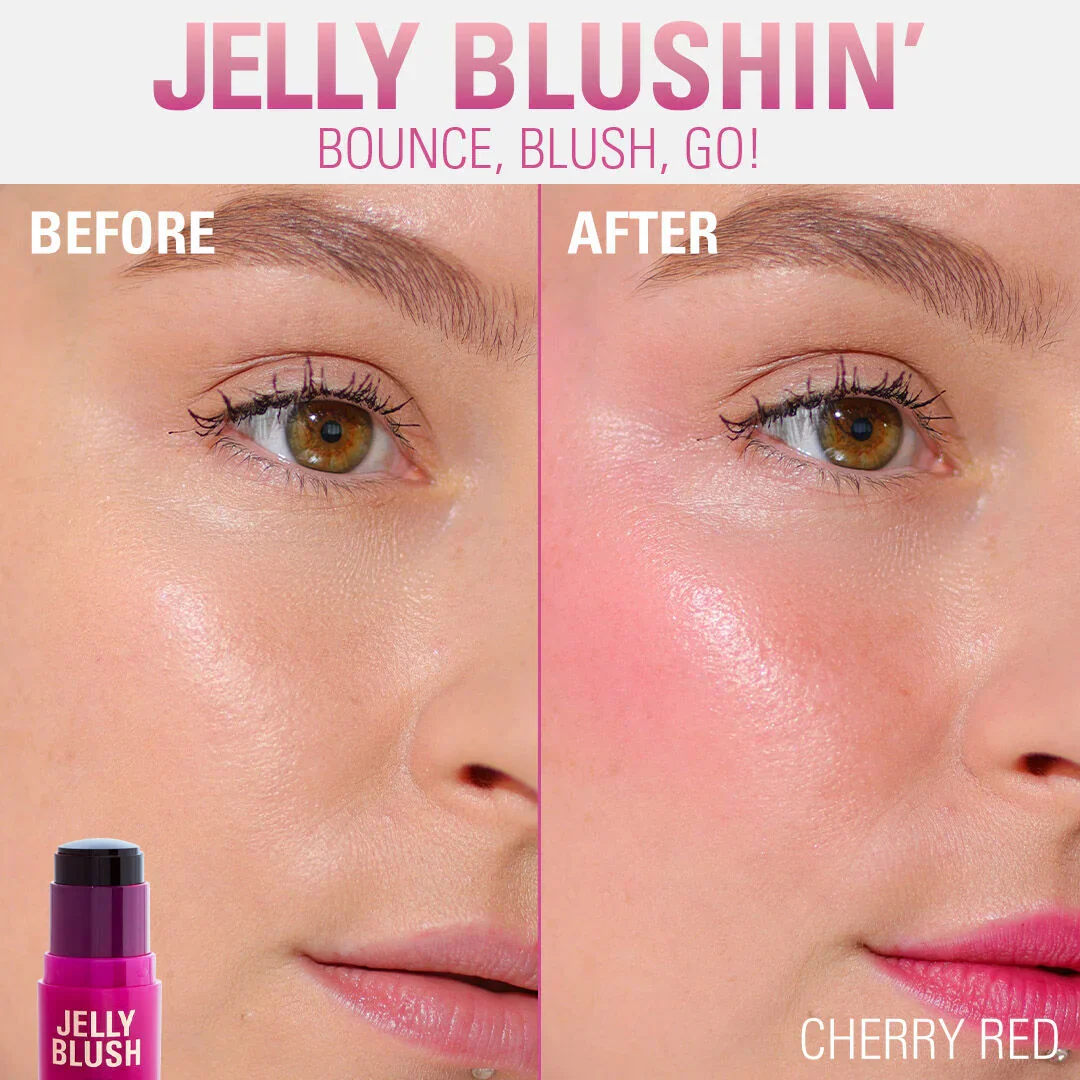 Revolution Jelly Blush Stick Lip And Cheek Stain Cherry Red - Image 5