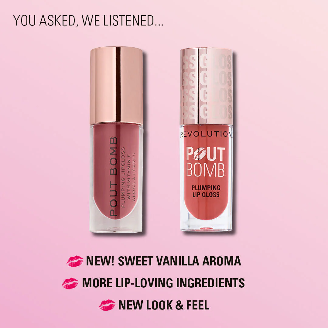 Revolution Pout Bomb Plumping Gloss Cookie Warm Nude - Image 5