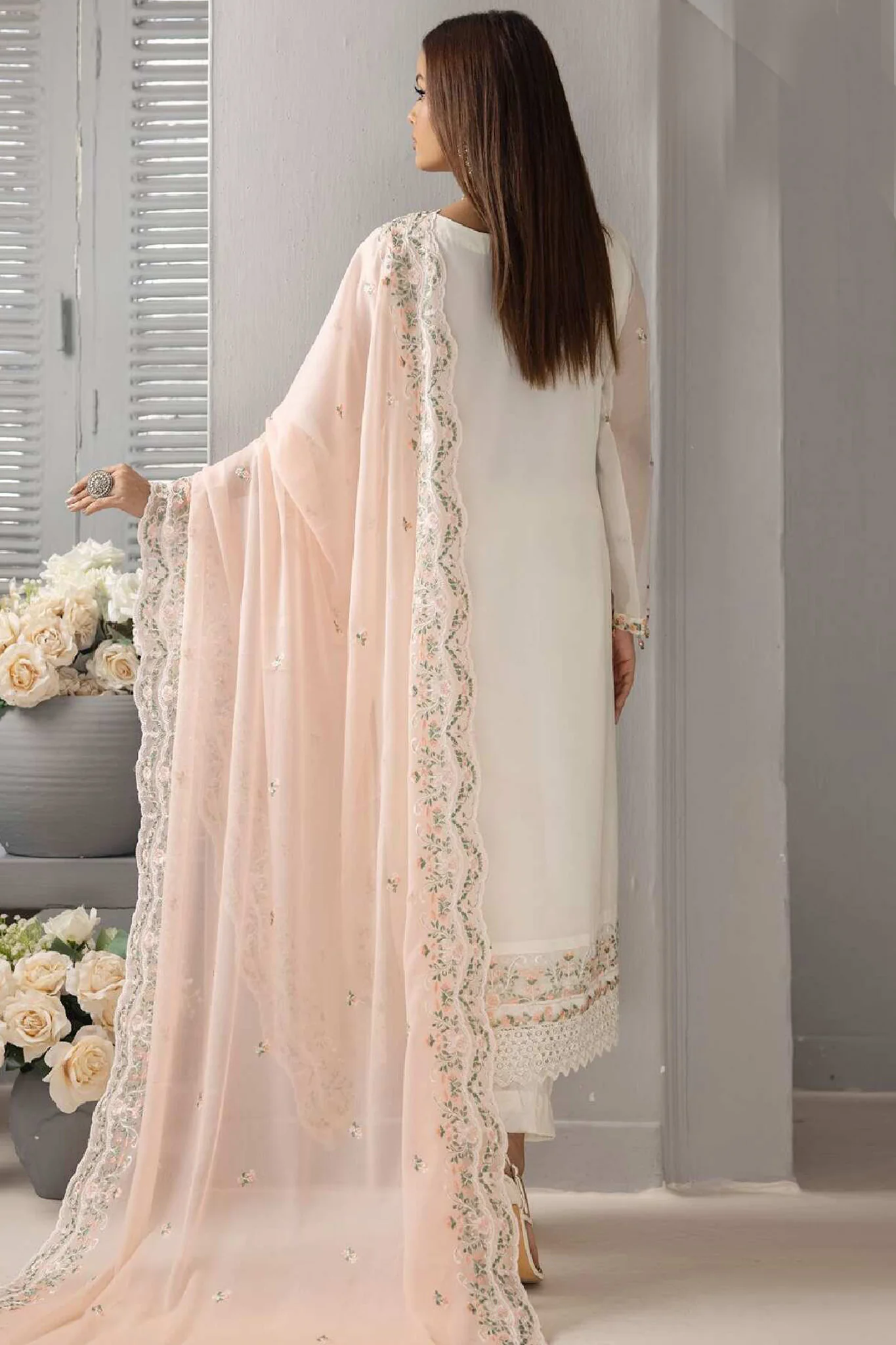Roohi By Soghat Unstitched 3 Piece Luxury Chiffon Suit-D-01 - Image 3