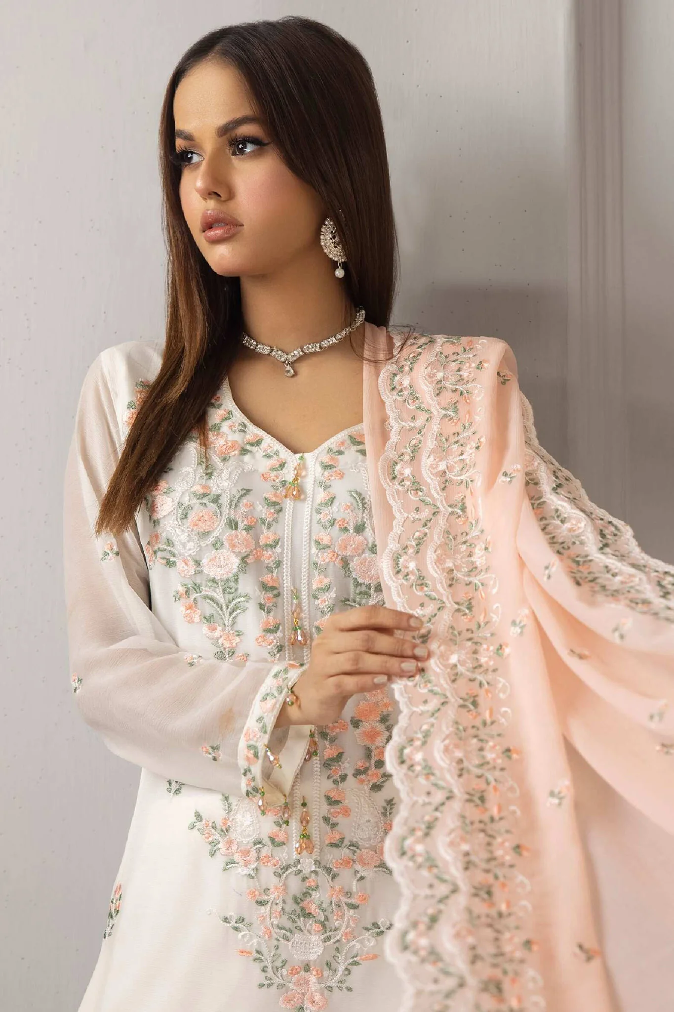 Roohi By Soghat Unstitched 3 Piece Luxury Chiffon Suit-D-01 - Image 5