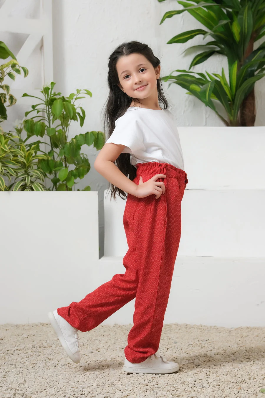 Sprinkles Stitched 1 Piece Summer Bottoms Kids Suit-Rose Wide Leg Trouser - Image 9