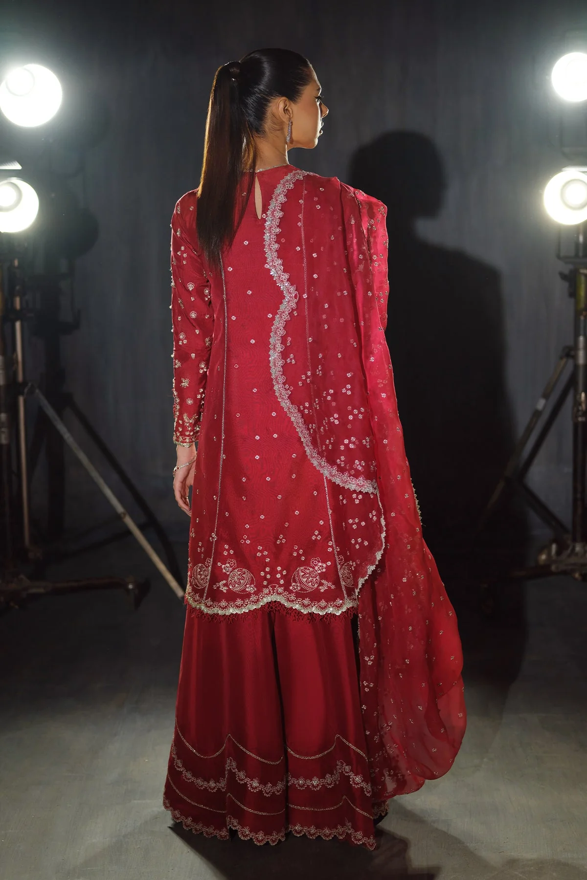 Silk Pret A Porter By Nyra Unstitched 3 Piece Festive Suit-Rosette - Image 2