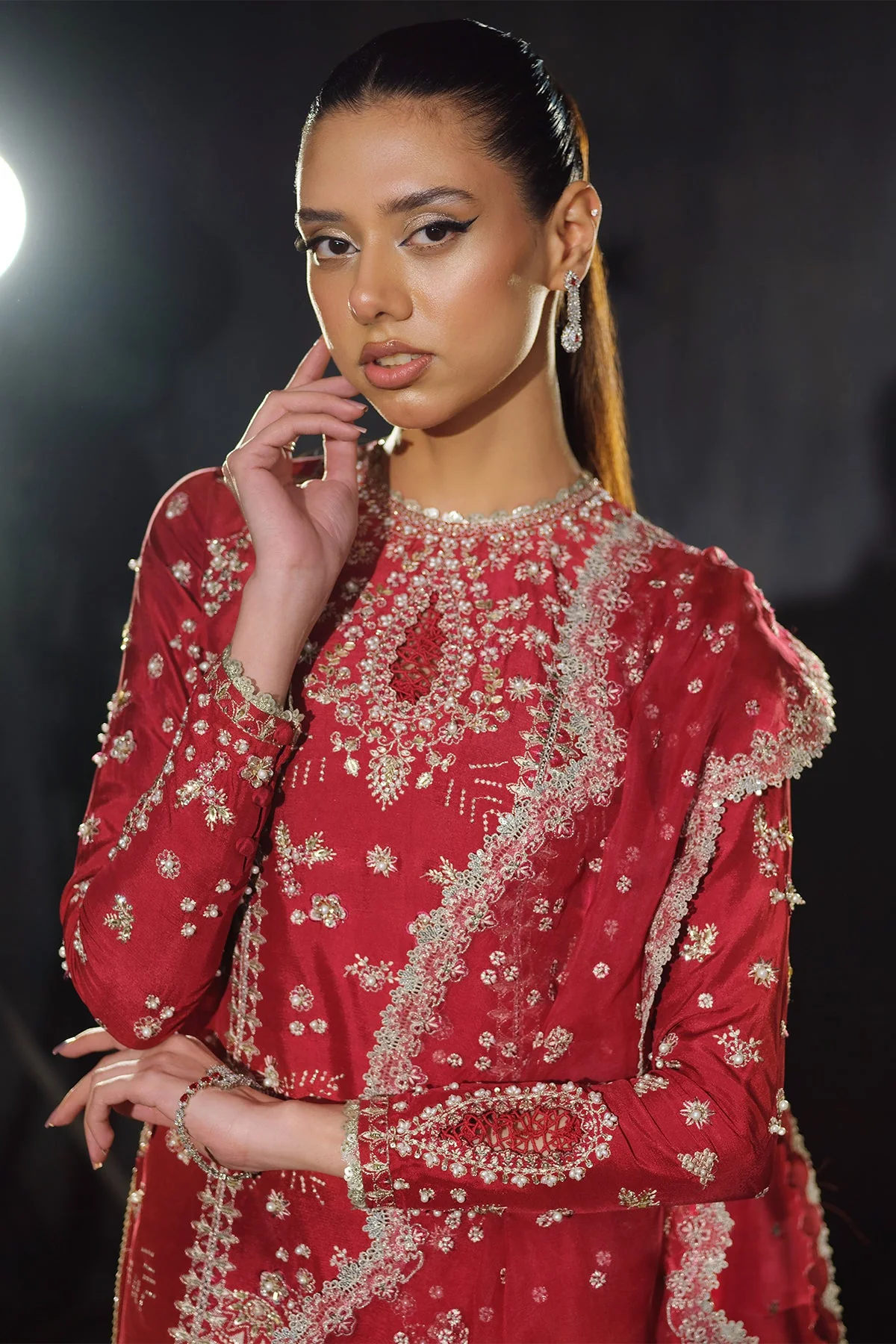 Silk Pret A Porter By Nyra Unstitched 3 Piece Festive Suit-Rosette - Image 3