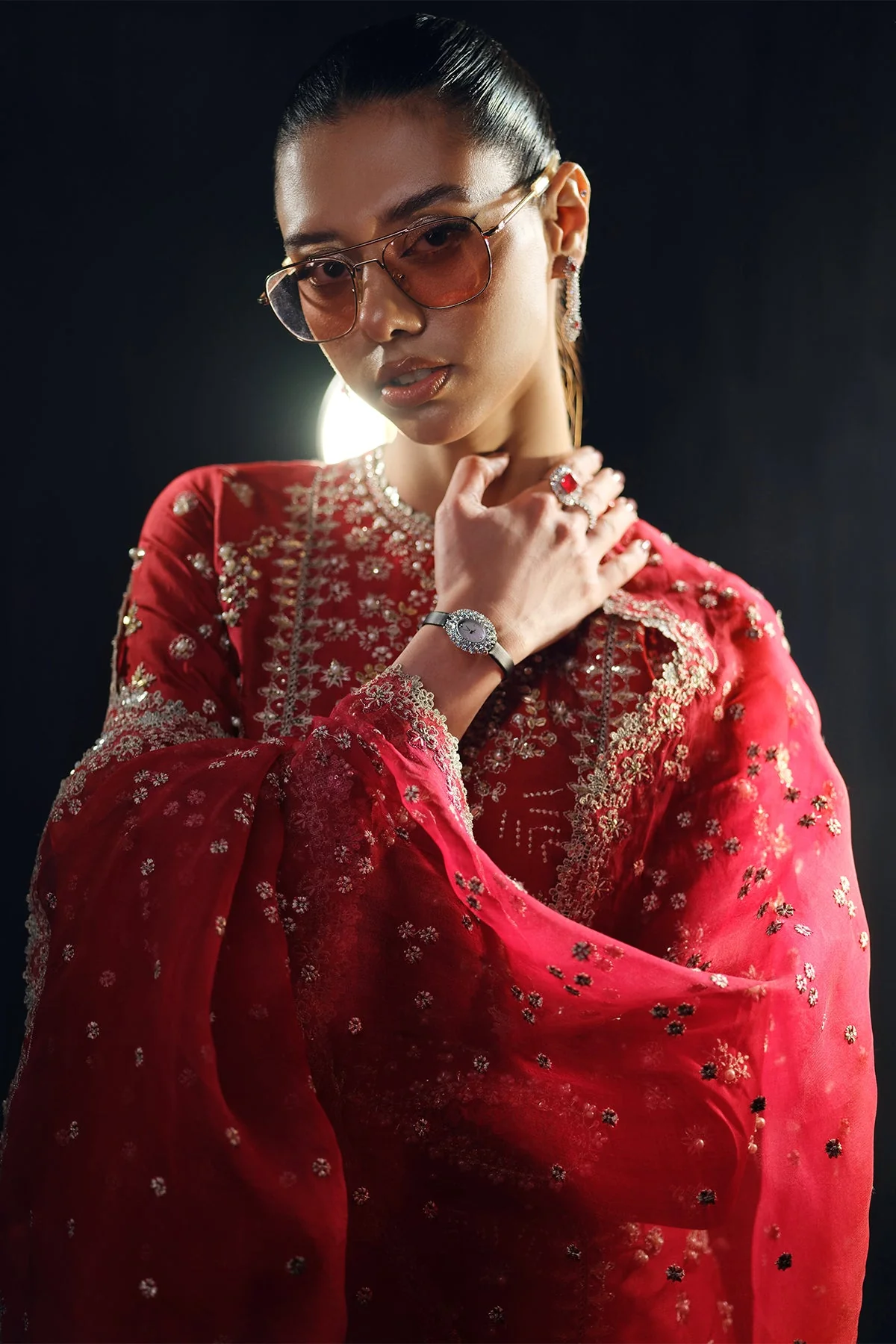 Silk Pret A Porter By Nyra Unstitched 3 Piece Festive Suit-Rosette - Image 4