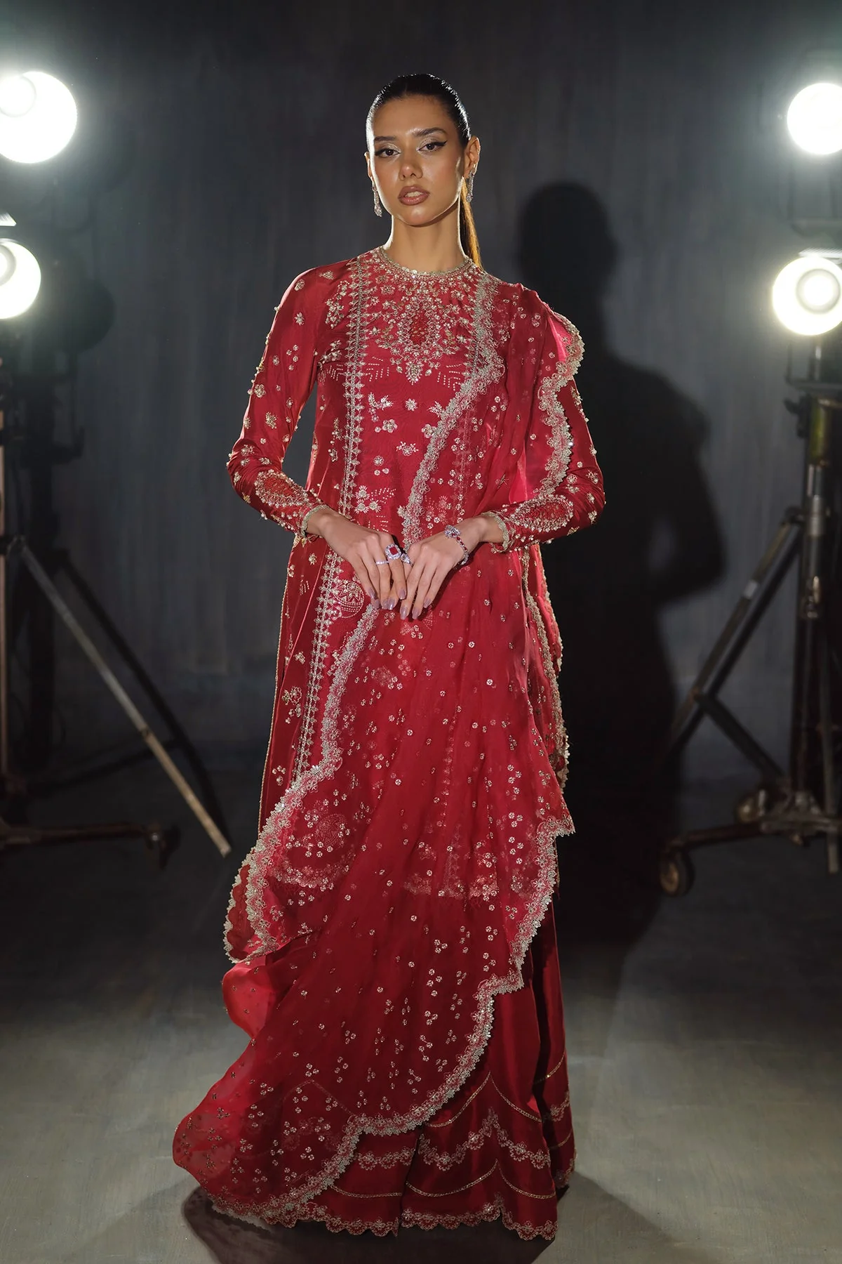 Silk Pret A Porter By Nyra Unstitched 3 Piece Festive Suit-Rosette - Image 6