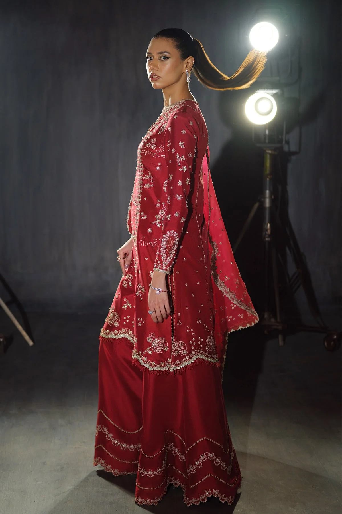 Silk Pret A Porter By Nyra Unstitched 3 Piece Festive Suit-Rosette - Image 7