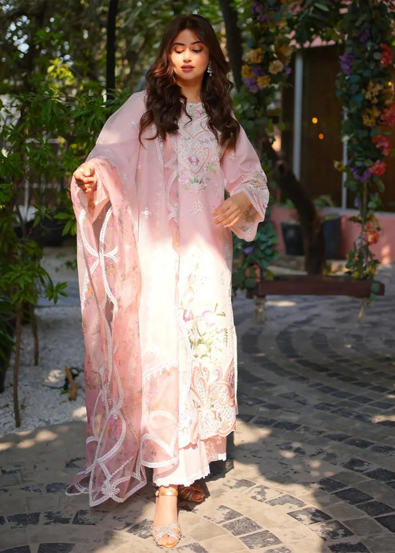 Sardinia Unstitched 3 Piece Lawn Collection-Rosewood - Sajal Ali - Image 3