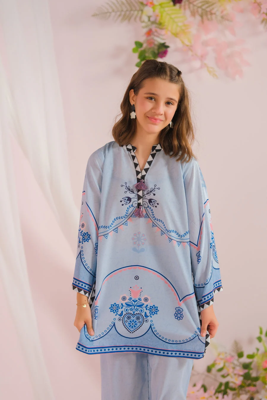 Sprinkles Stitched 2 Piece Summer Co Ord Sets Kids Suit-Royal Radiance - 2pcs - Image 8