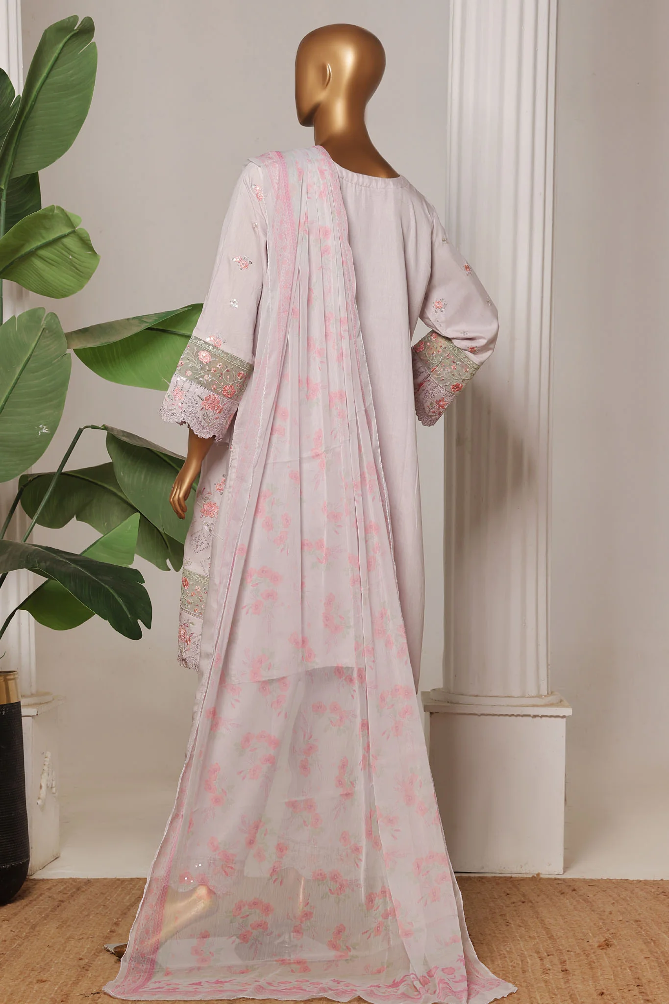 Bin Saeed Stitched 3 Piece Luxury Suit-RTCS-2307-Light Grey - Image 3