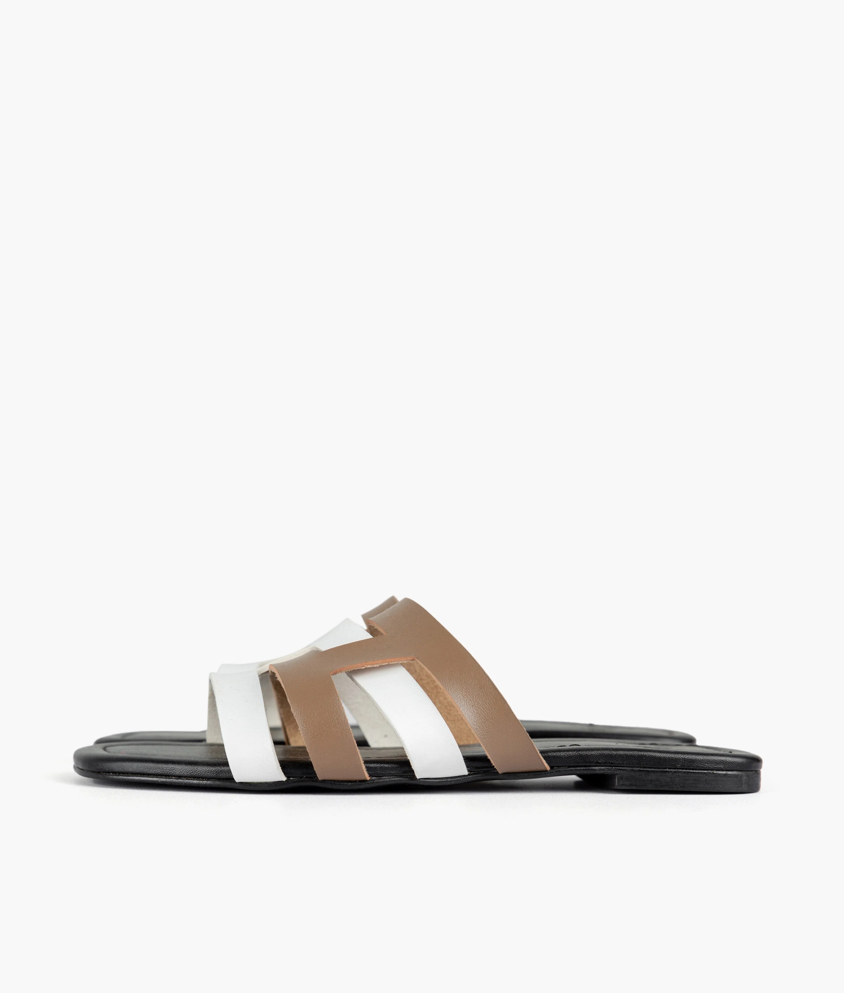 RTW Creation - Coffee and white color-blocking flats - Image 4