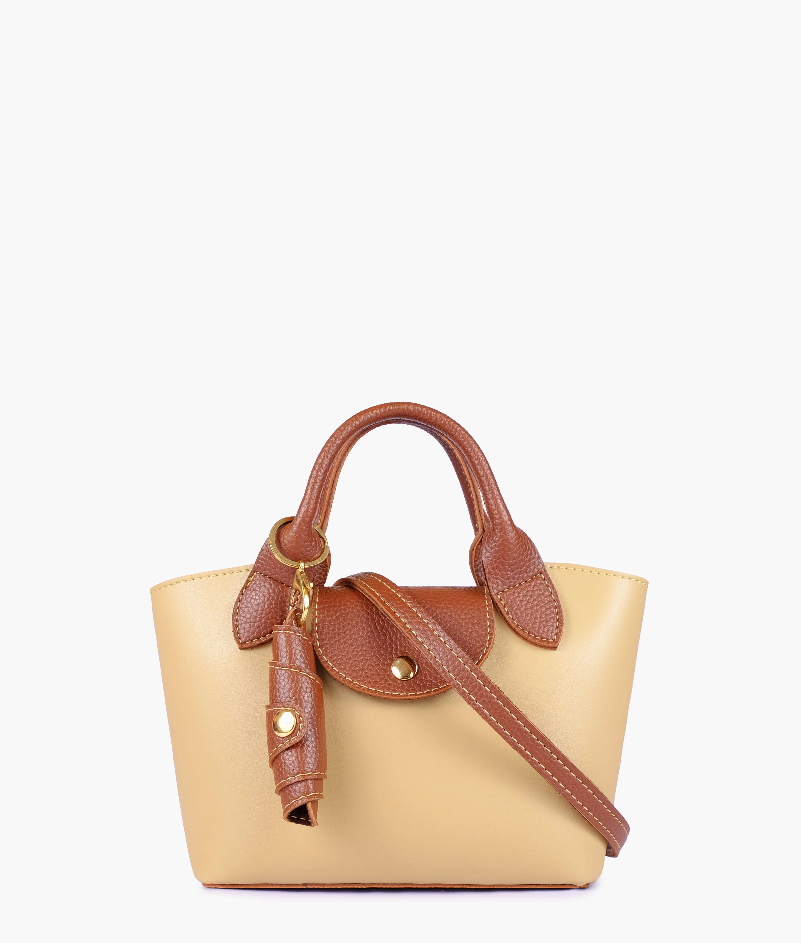 RTW Creation - Off-white and brown mini top-handle tote bag - Image 3