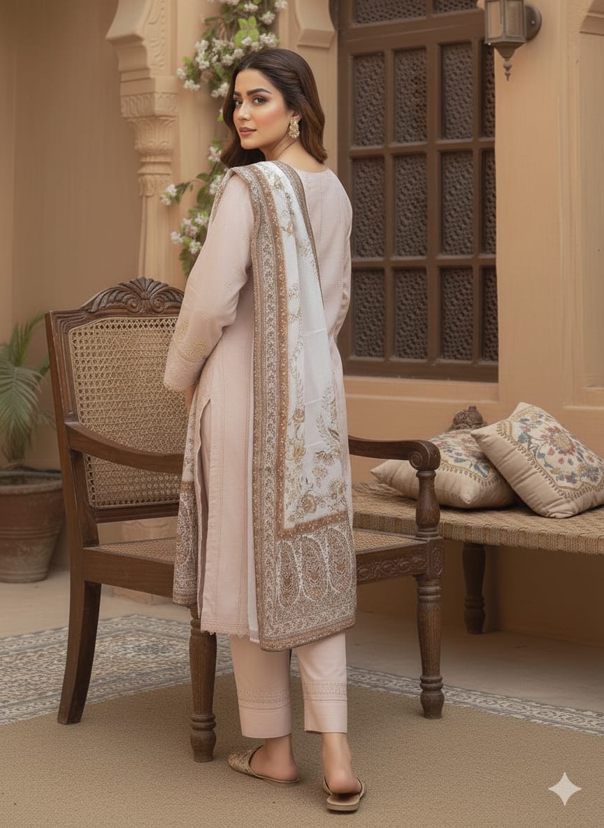Umer Aayan 3 Piece Stitched Lawn Suit -Ready to wear - Image 3