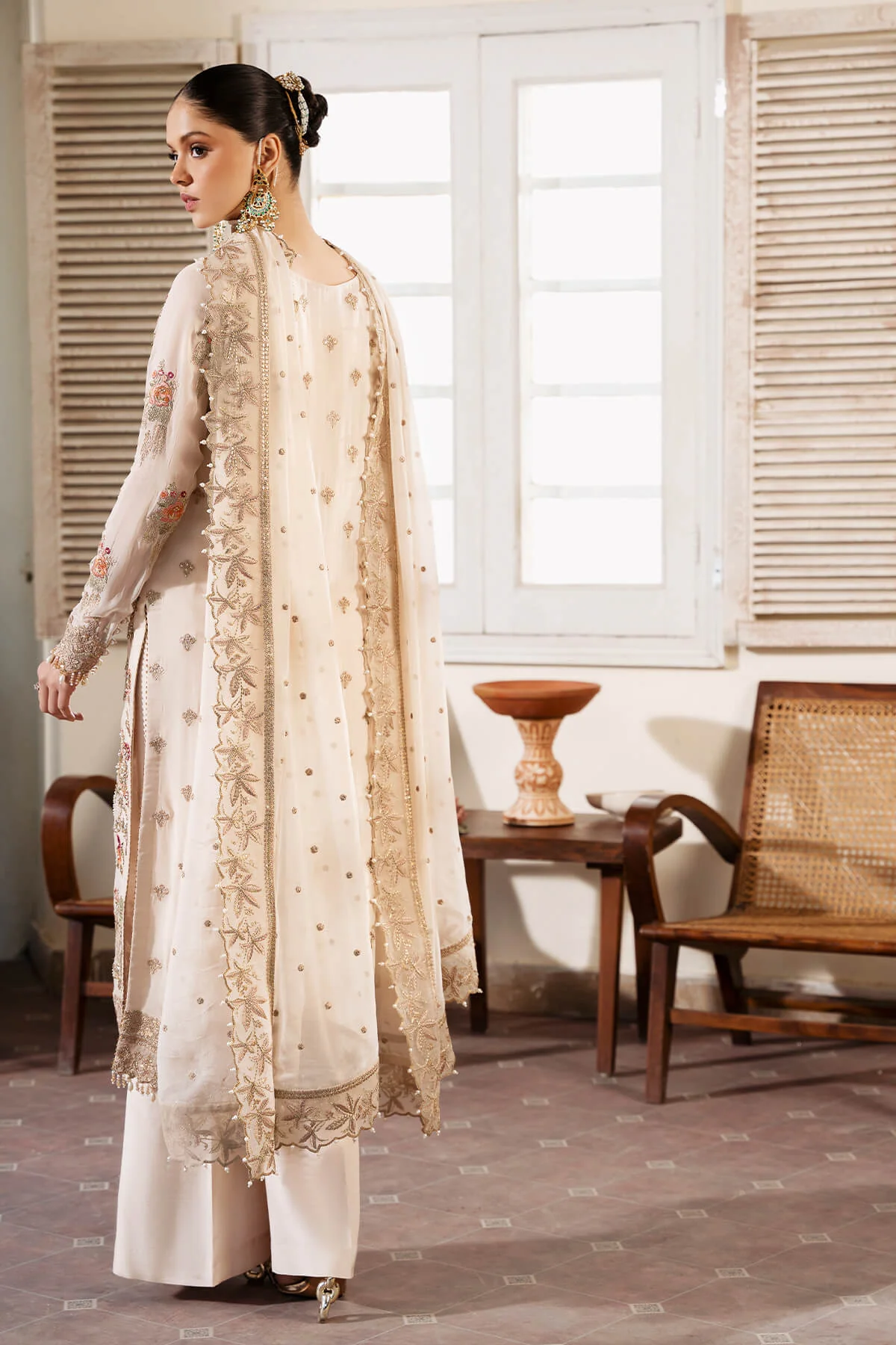 Muse By Serene Unstitched 3 Piece Luxury Festive Chiffon Suit-S-1081 Perle - Image 2